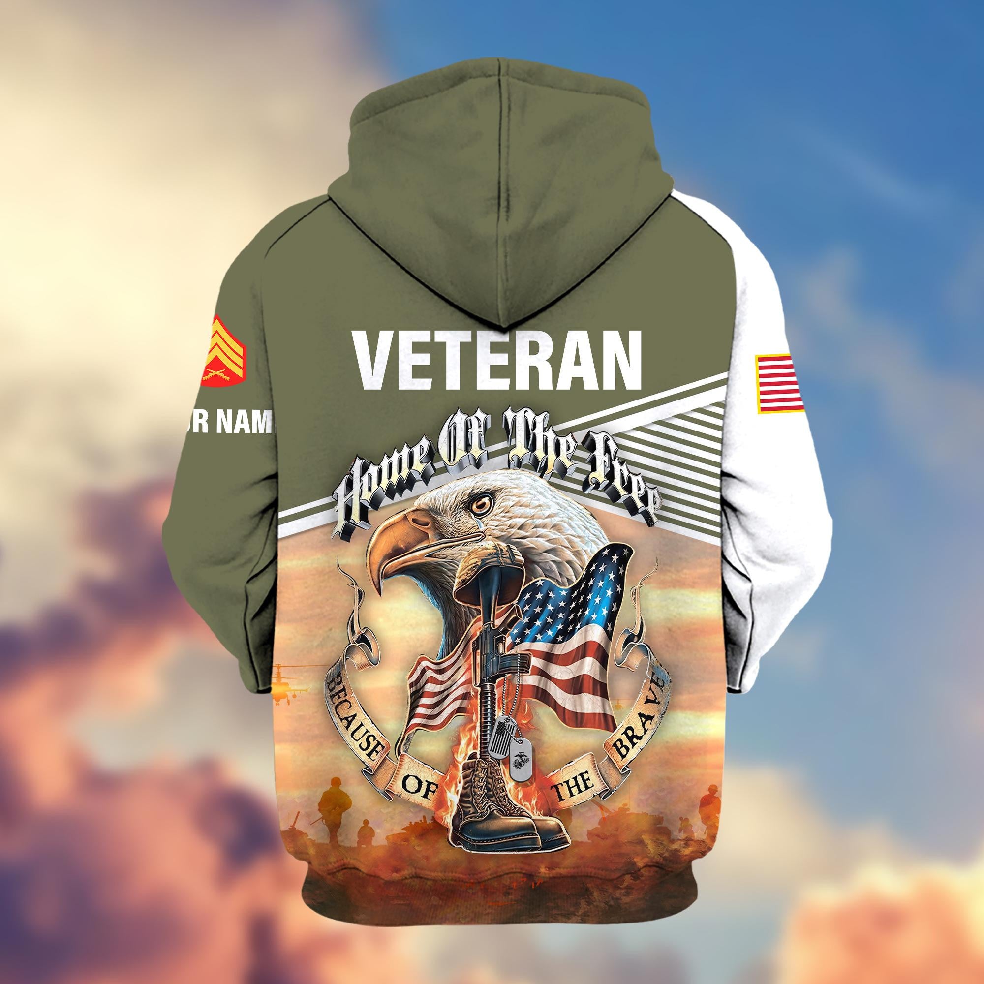 Premium Custom Name, Rank, USMC Veteran Zip Hoodie VPVC605711, Gifts For Marine Veteran