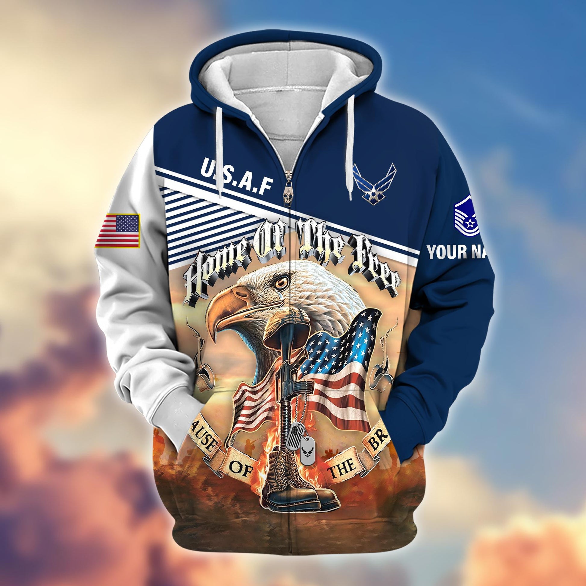 Premium Custom Name, Rank, USAF Veteran Zip Hoodie VPVC605704, Gifts For Air Force Veteran