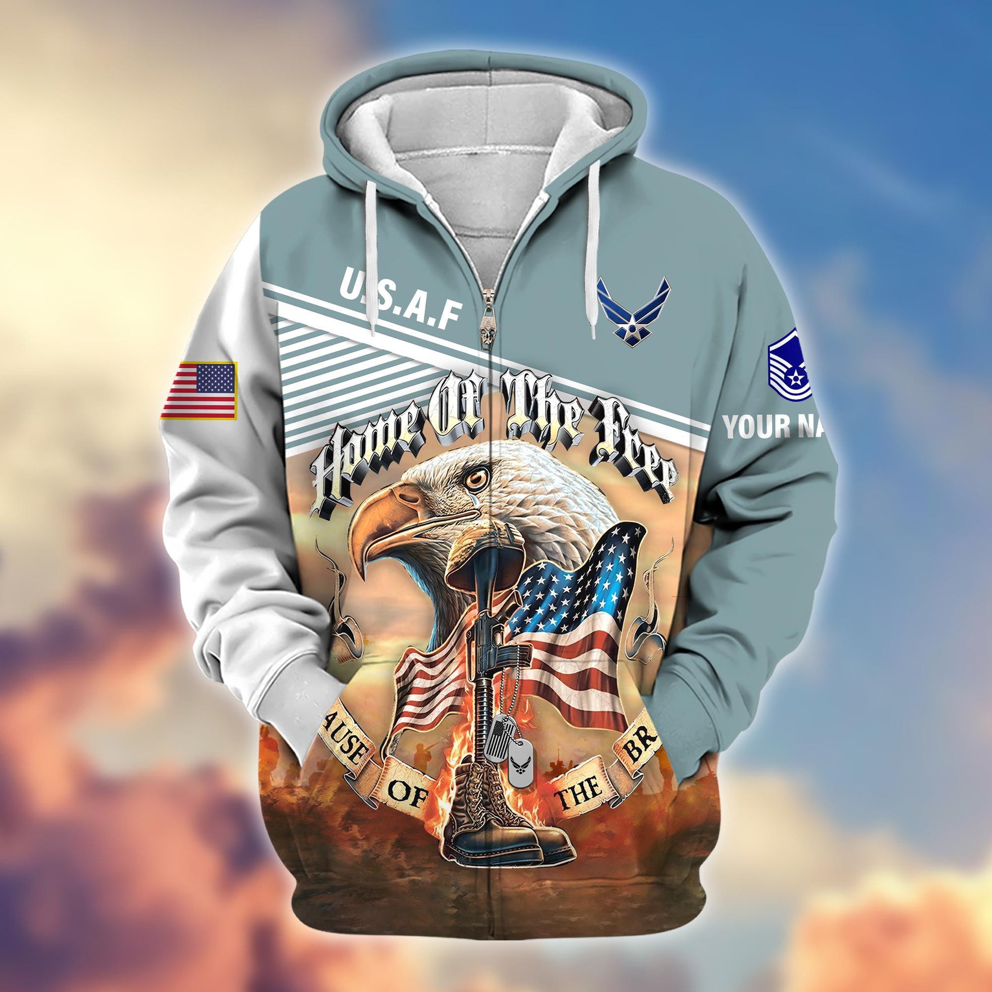 Premium Custom Name, Rank, USAF Veteran Zip Hoodie VPVC605712, Gifts For Air Force Veteran