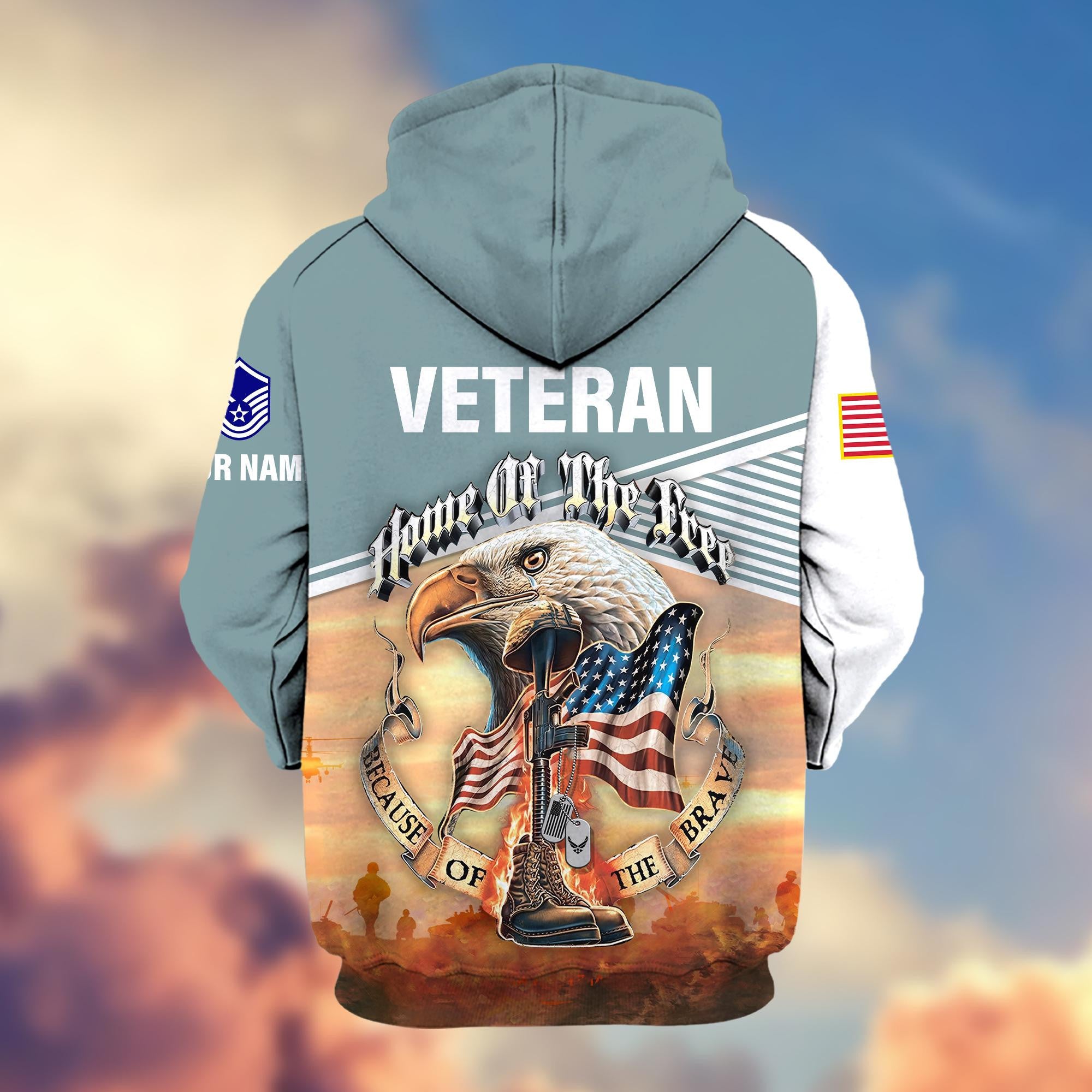 Premium Custom Name, Rank, USAF Veteran Zip Hoodie VPVC605712, Gifts For Air Force Veteran