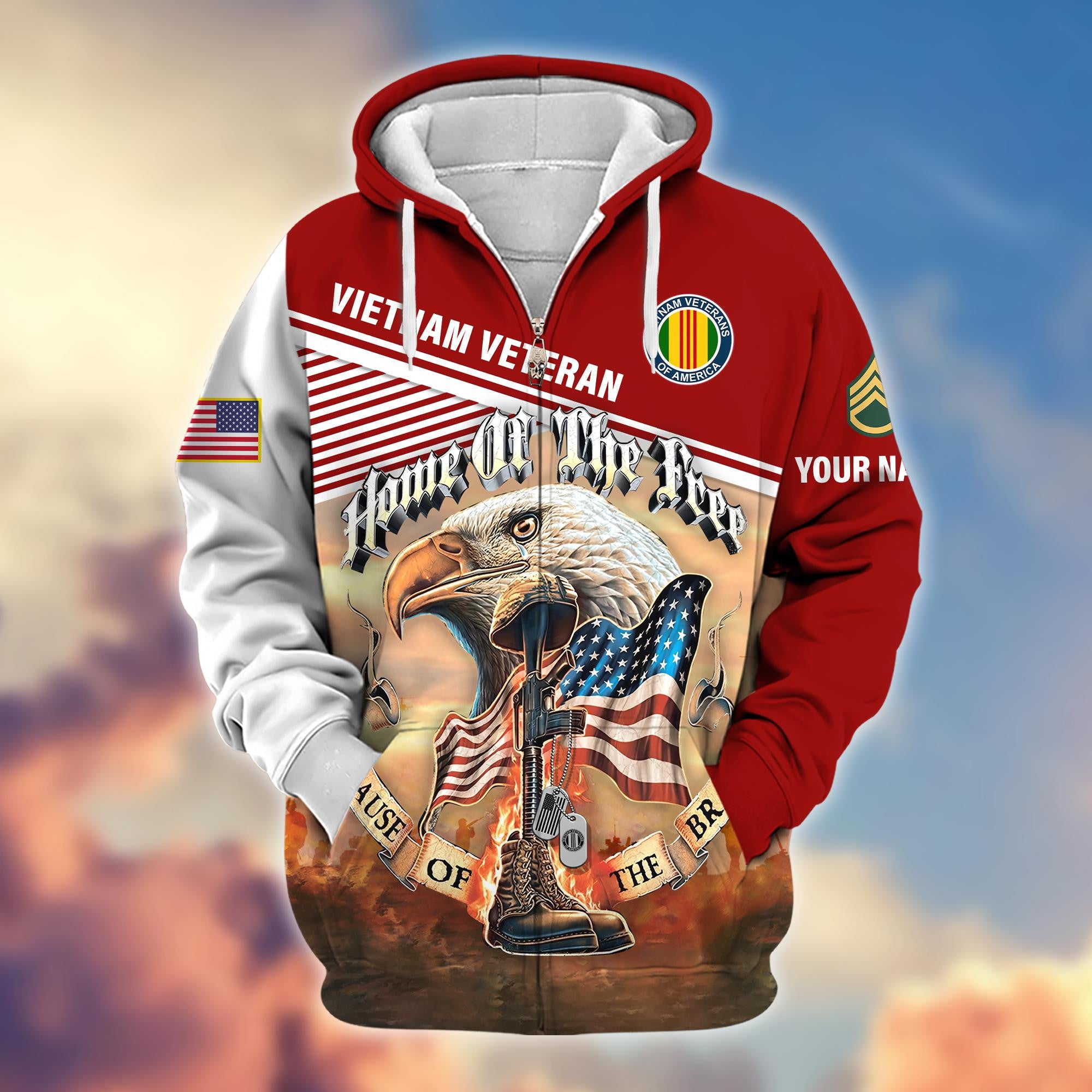 Premium Custom Name, Rank, Vietnam Veteran Zip Hoodie VPVC605706, Gifts For Vietnam Veteran