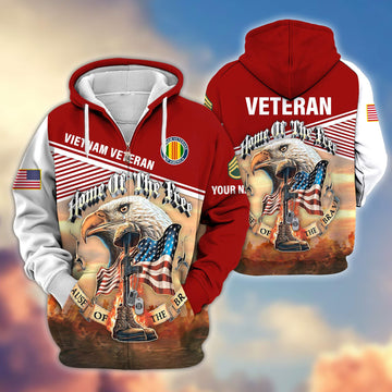 Premium Custom Name, Rank, Vietnam Veteran Zip Hoodie VPVC605706, Gifts For Vietnam Veteran