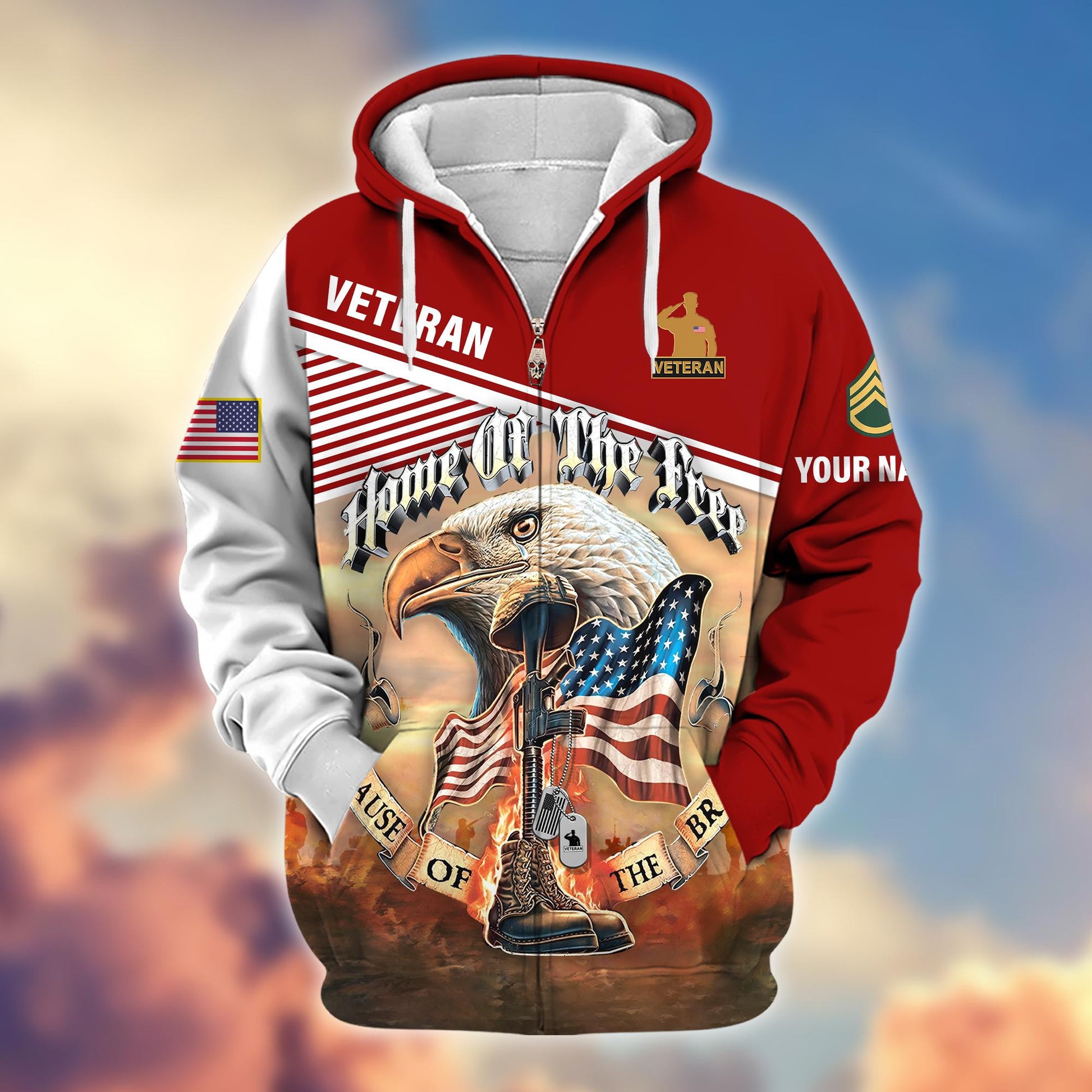 Premium Custom Name, Rank, US Veteran Zip Hoodie VPVC605707, Gifts For US Veterans