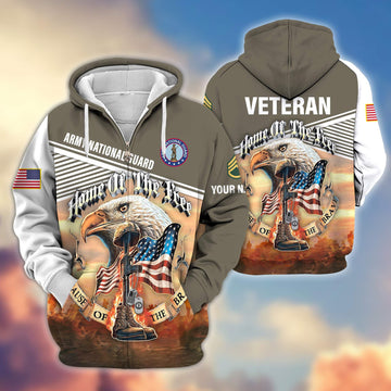 Premium Custom Name, Rank, Army National Guard Veteran Zip Hoodie VPVC605708, Gifts For Army National Guard Veteran
