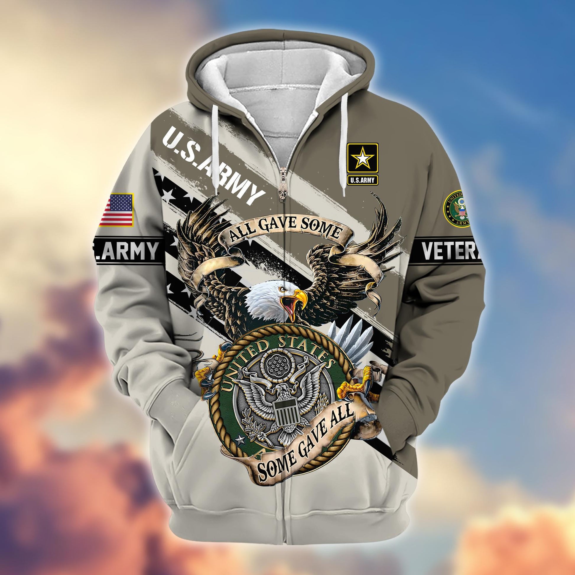Premium US Army Veteran Zip Hoodie VPVC605801, Gifts For Army Veteran