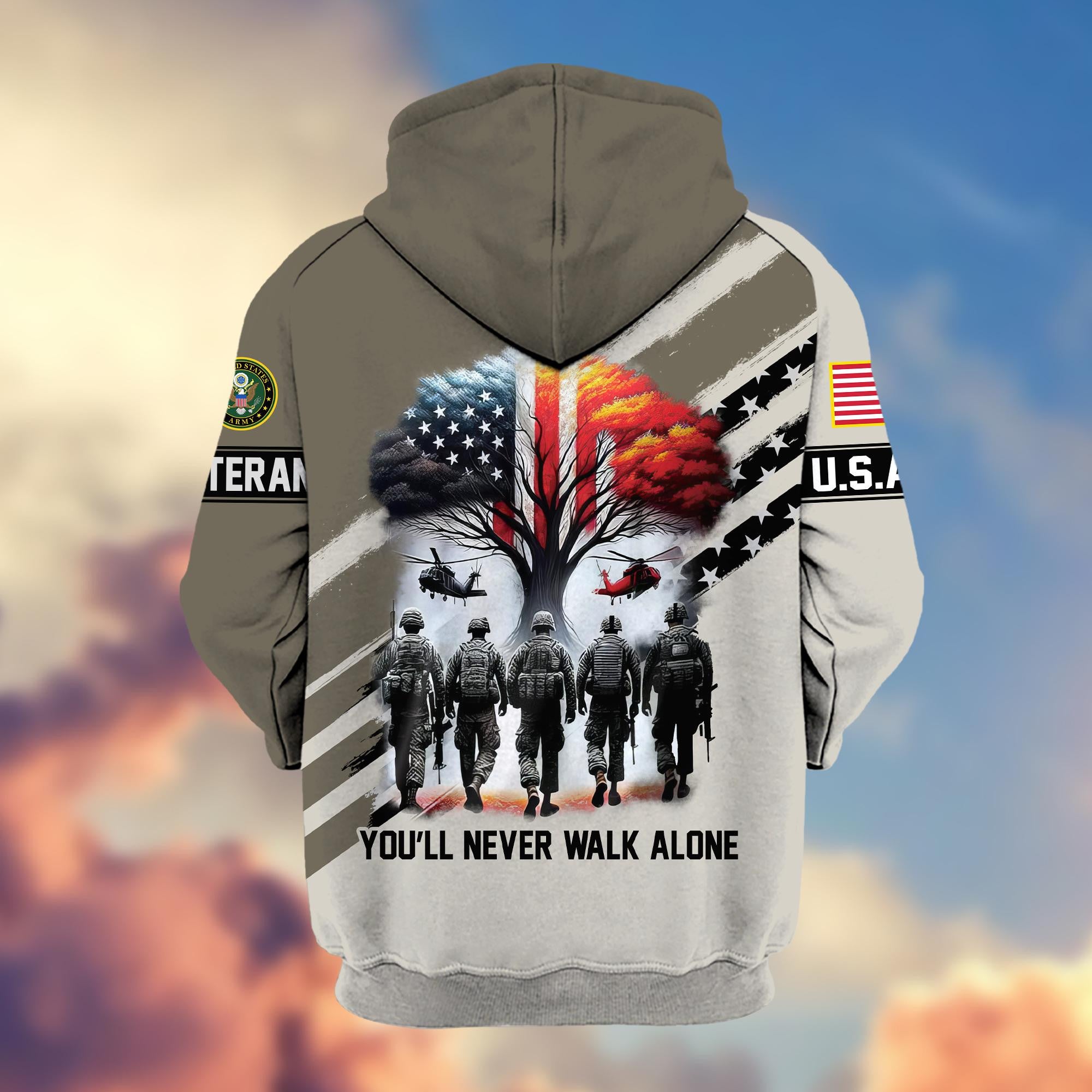 Premium US Army Veteran Zip Hoodie VPVC605801, Gifts For Army Veteran