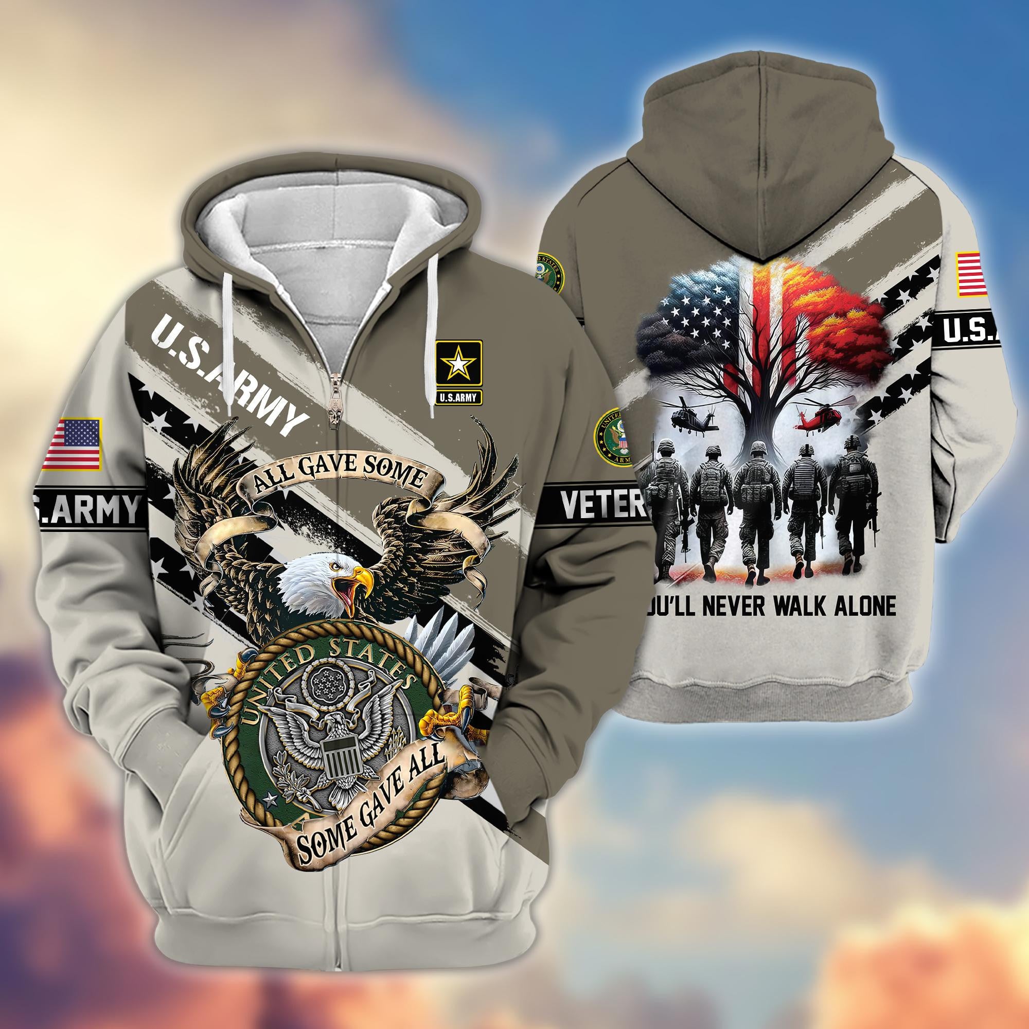 Premium US Army Veteran Zip Hoodie VPVC605801, Gifts For Army Veteran