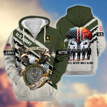 Premium US Army Veteran Zip Hoodie VPVC605810, Gifts For Army Veteran