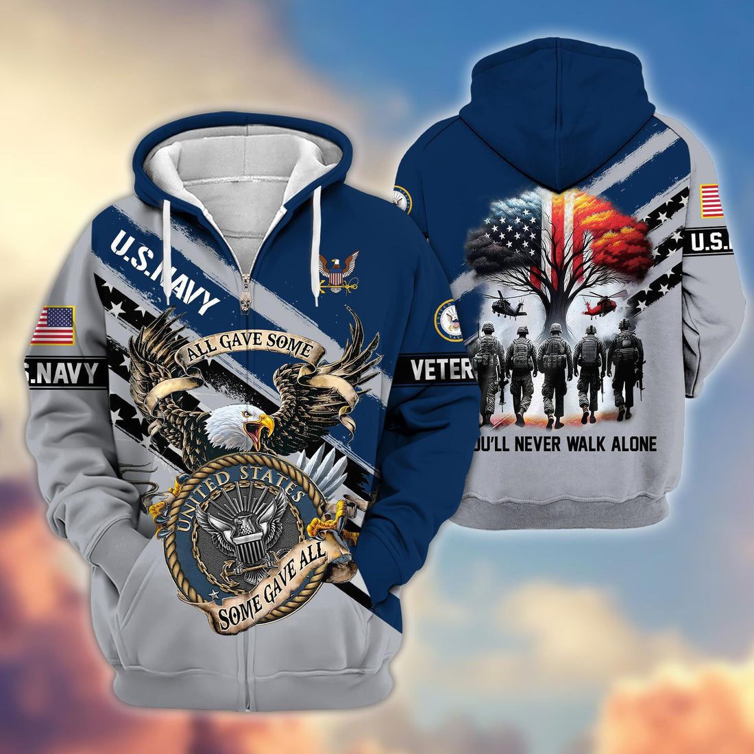 Premium US Navy Veteran Zip Hoodie VPVC605802, Gifts For Navy Veteran