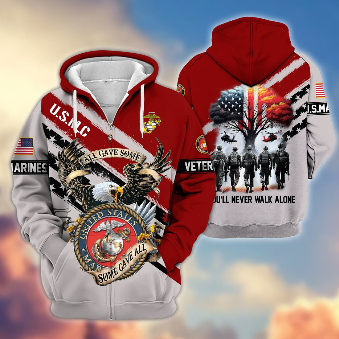 Premium USMC Veteran Zip Hoodie VPVC605803, Gifts For Marine Veteran