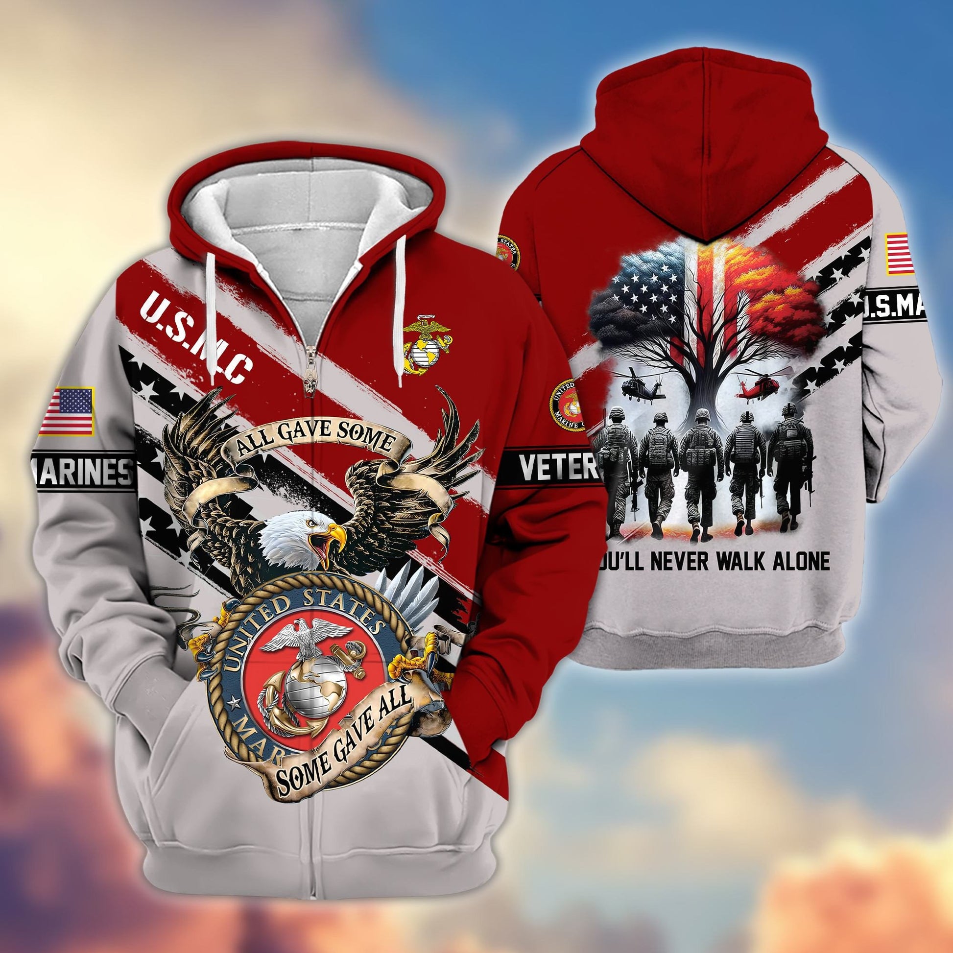 Premium USMC Veteran Zip Hoodie VPVC605803, Gifts For Marine Veteran