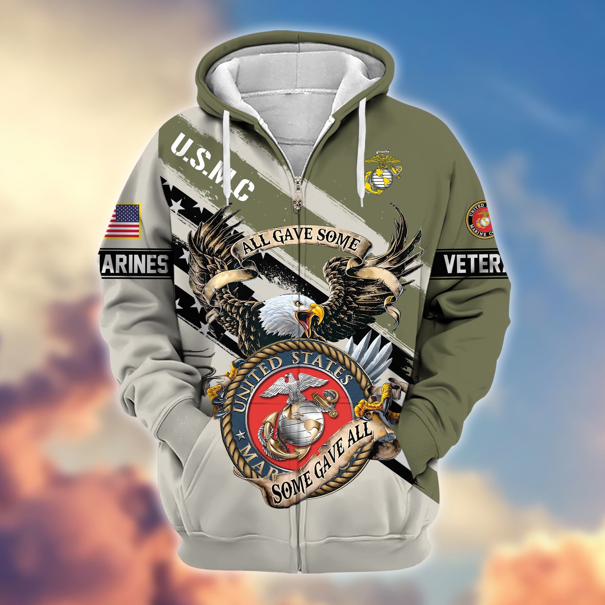 Premium USMC Veteran Zip Hoodie VPVC605811, Gifts For Marine Veteran