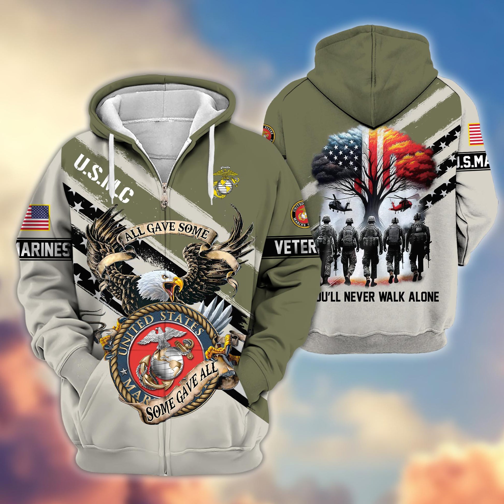 Premium USMC Veteran Zip Hoodie VPVC605811, Gifts For Marine Veteran