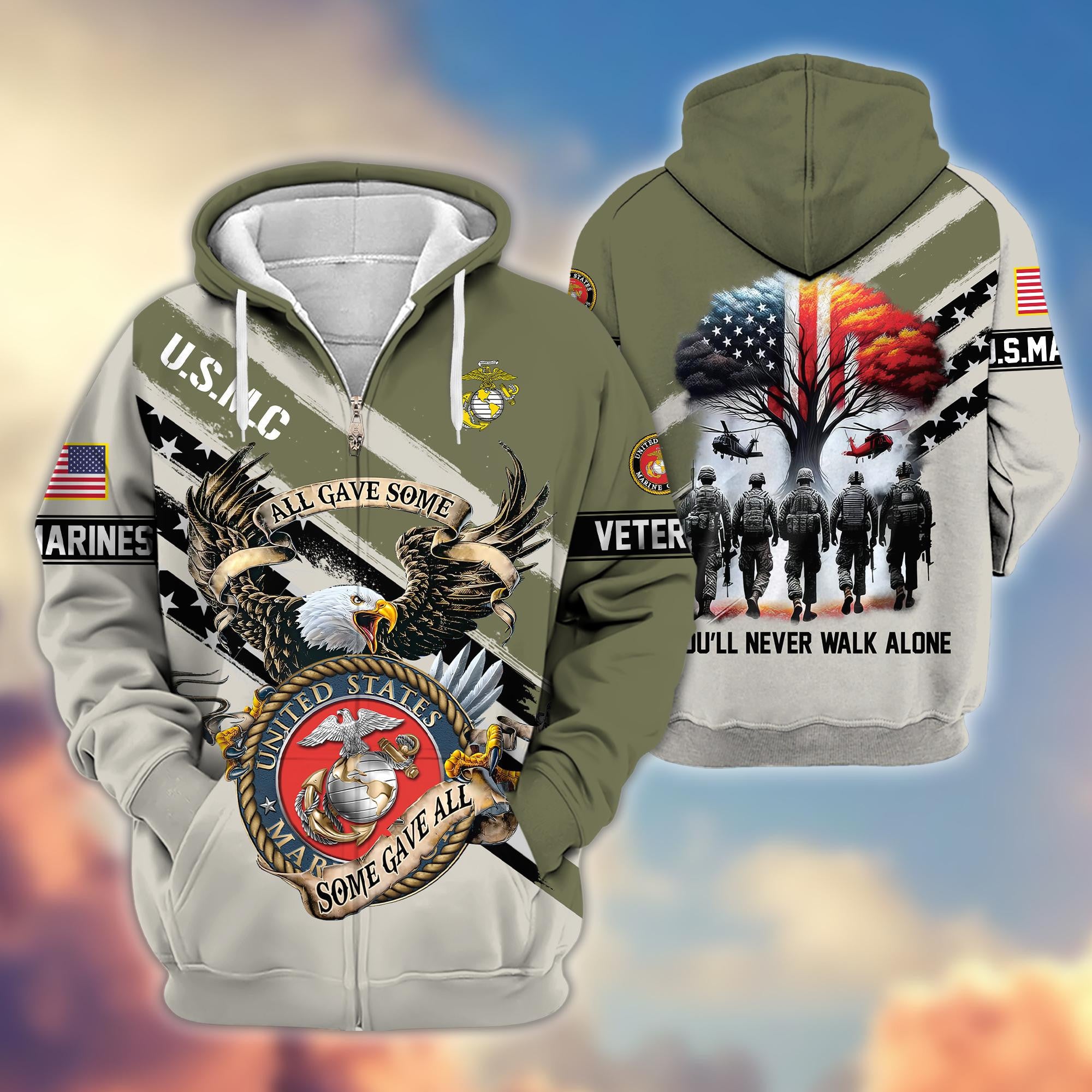 Premium USMC Veteran Zip Hoodie VPVC605811, Gifts For Marine Veteran