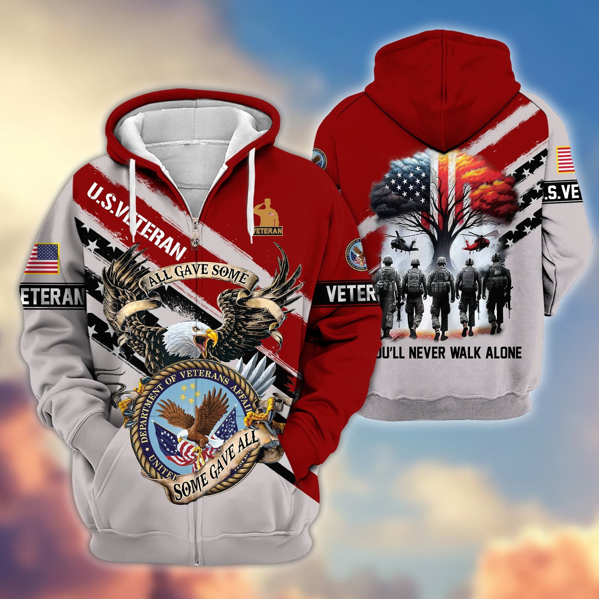 Premium US Veteran Zip Hoodie VPVC605807, Gifts For US Veteran