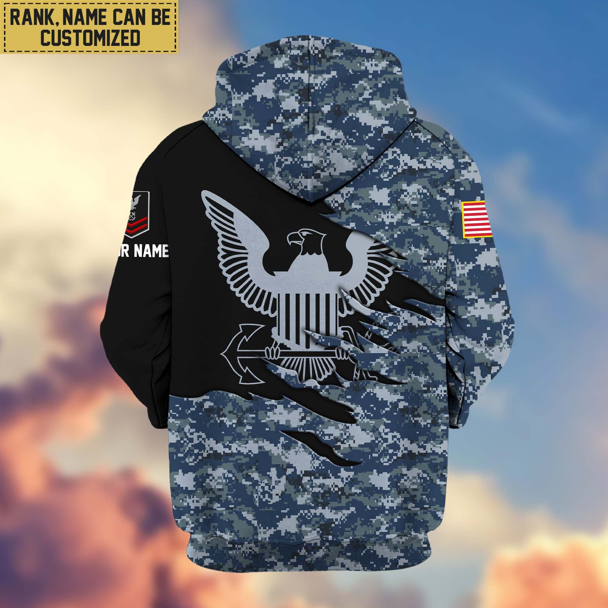 Premium Custom Name, Rank, US Navy Veteran Zip Hoodie VPVC605902, Gifts For Navy Veteran