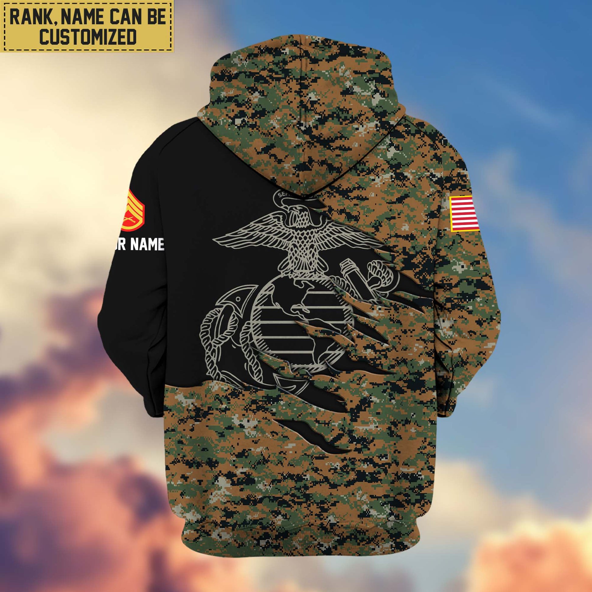 Premium Custom Name, Rank, USMC Veteran Zip Hoodie VPVC605912, Gifts For Marine Veteran