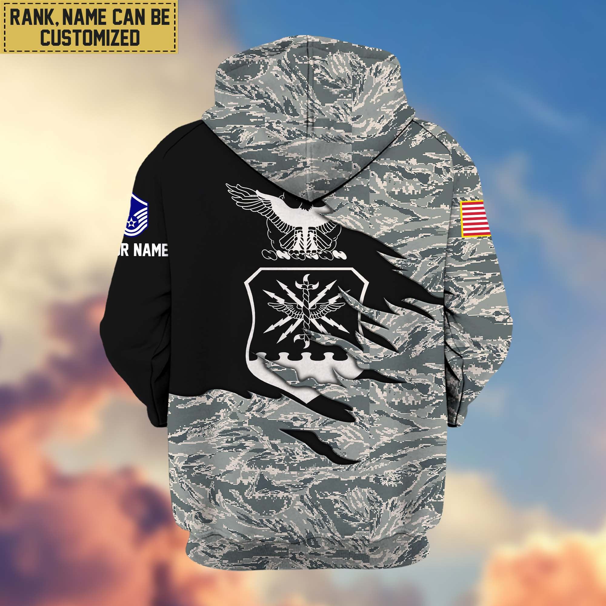 Premium Custom Name, Rank, USAF Veteran Zip Hoodie VPVC605904, Gifts For Air Force Veteran