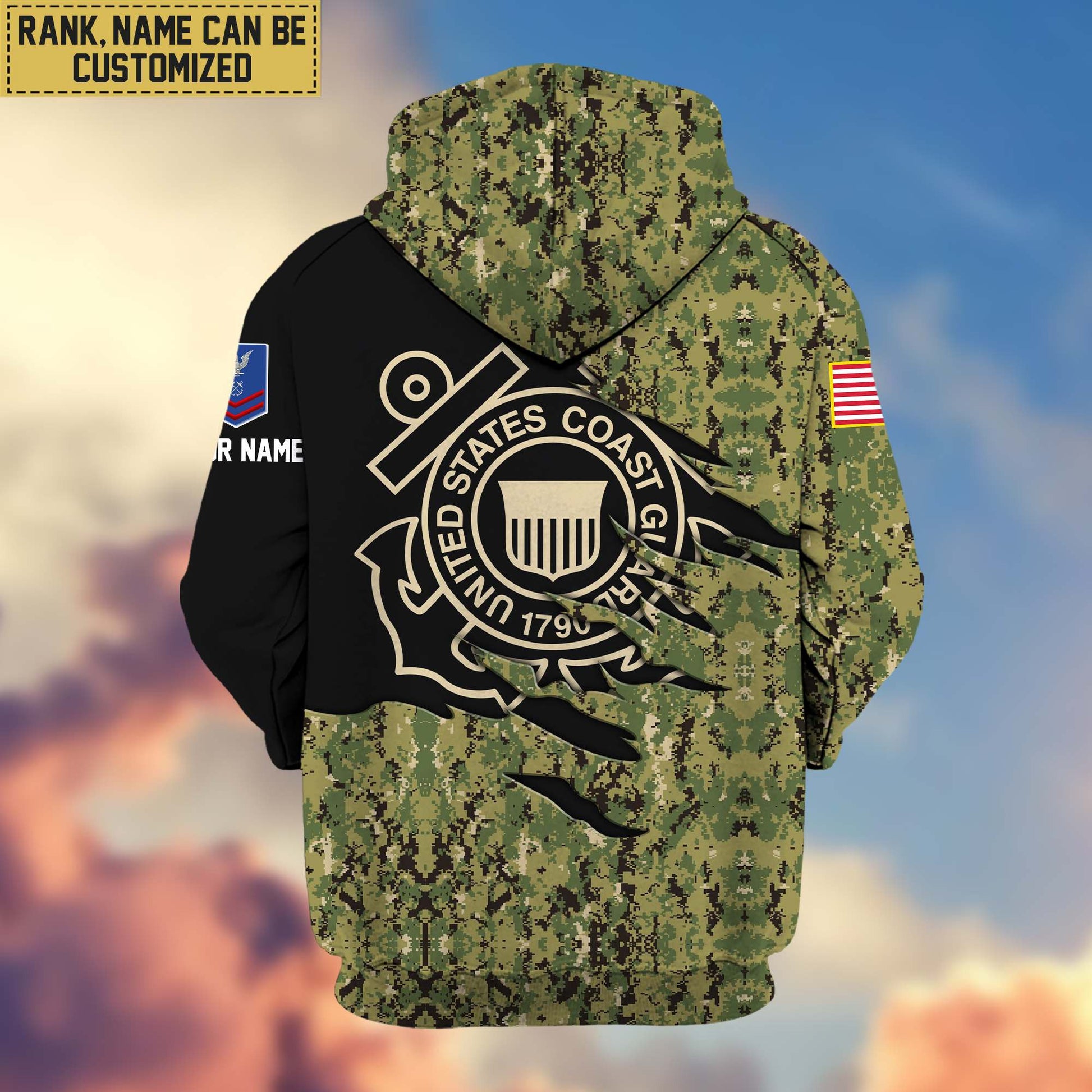 Premium Custom Name, Rank, USCG Veteran Zip Hoodie VPVC605905, Gifts For Coast Guard Veteran