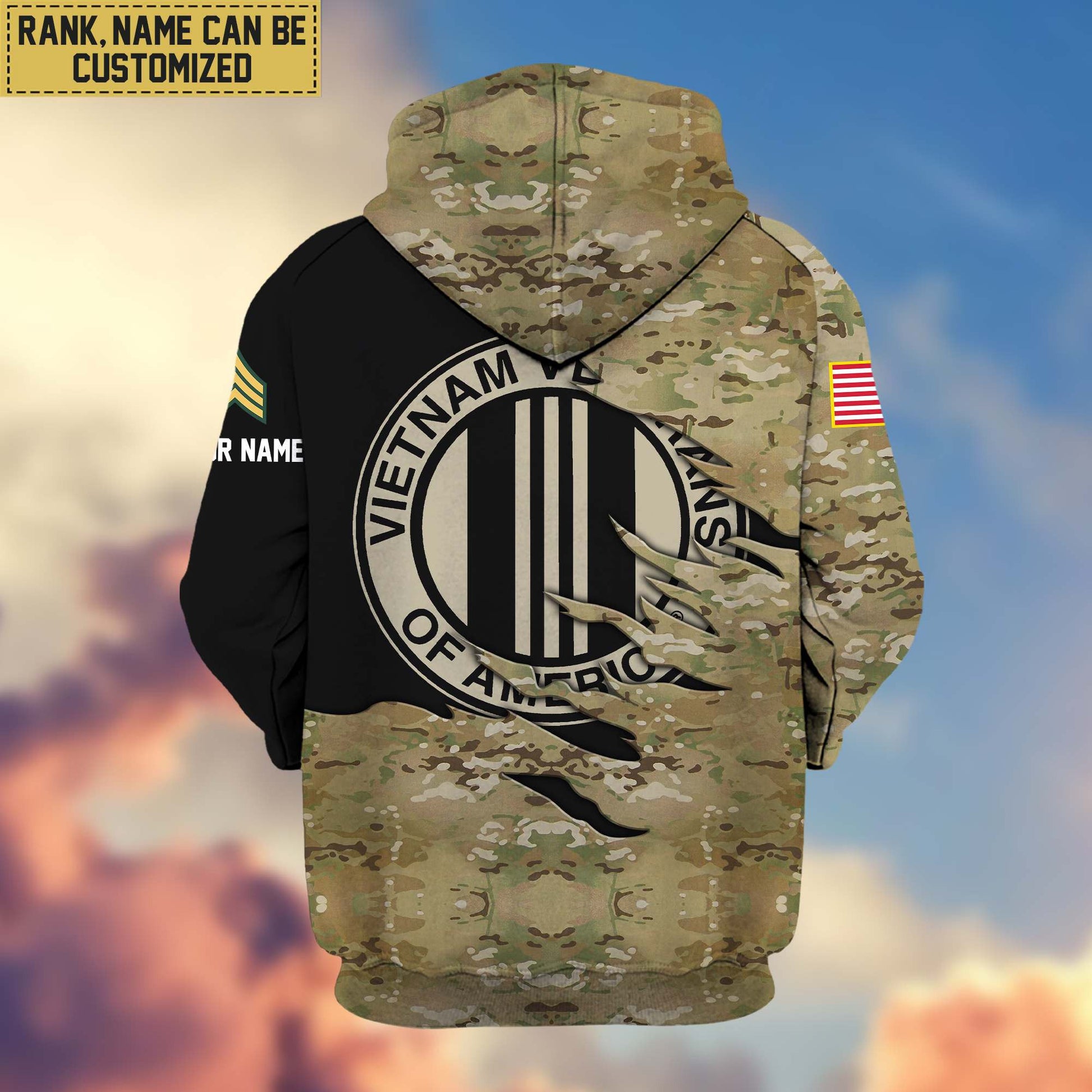 Premium Custom Name, Rank, Vietnam Veteran Zip Hoodie VPVC605906, Gifts For Vietnam Veteran