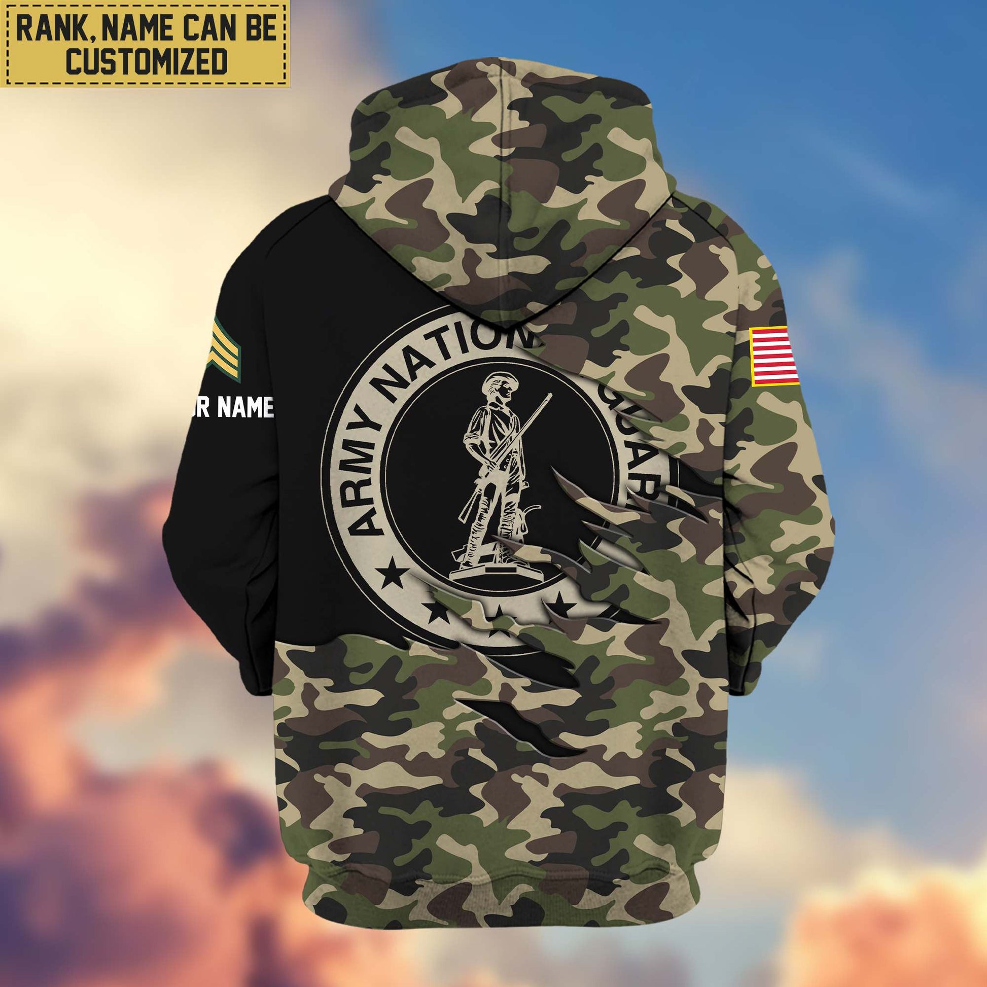 Premium Custom Name, Rank, Army National Guard Veteran Zip Hoodie VPVC605908, Gifts For Army National Guard Veteran