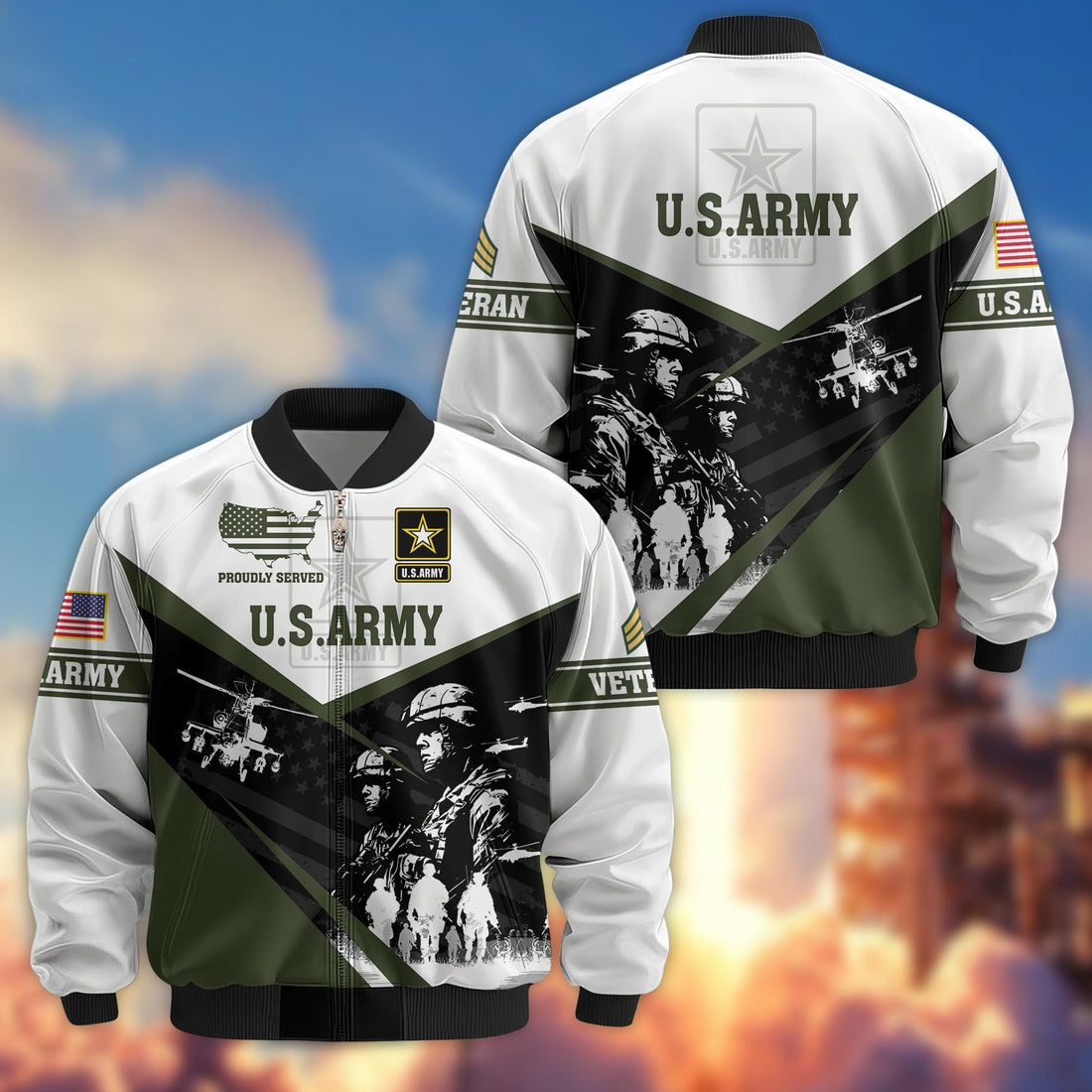 Premium Custom US Army Veteran Bomber Jacket VPVC802001, Gifts For US Army Veteran