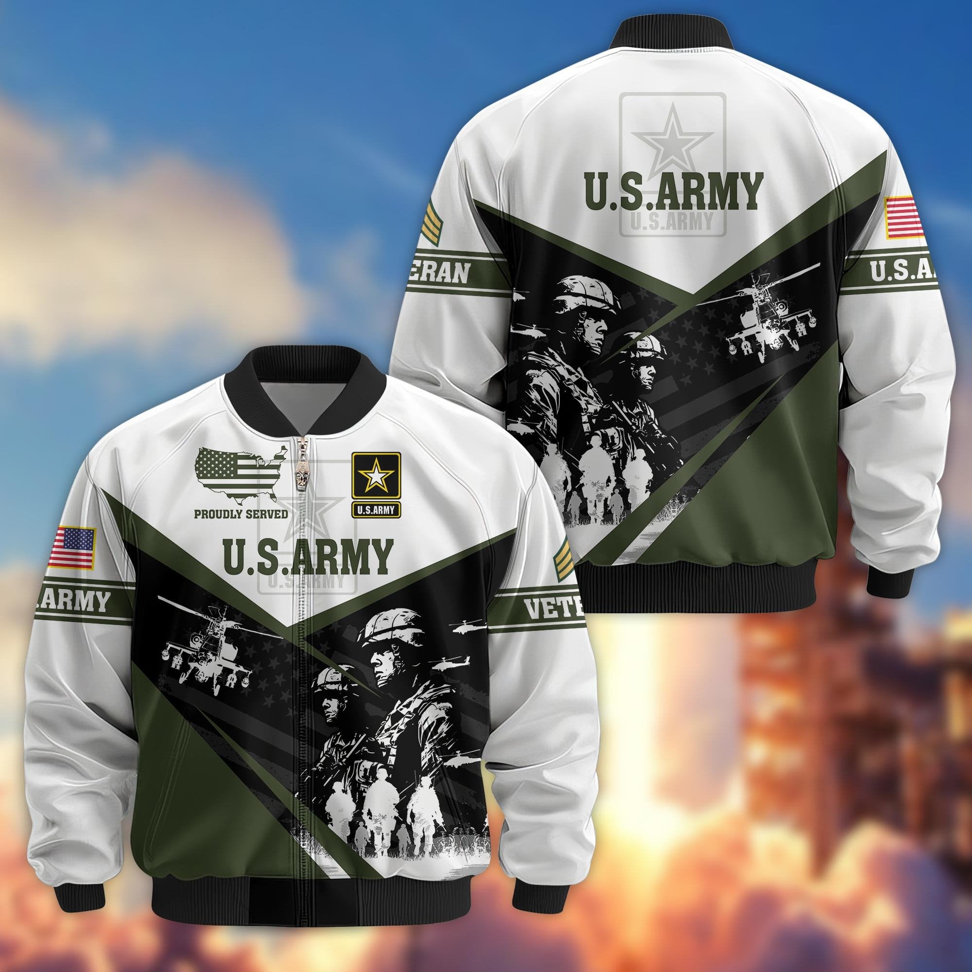 Premium Custom US Army Veteran Bomber Jacket VPVC802001, Gifts For US Army Veteran
