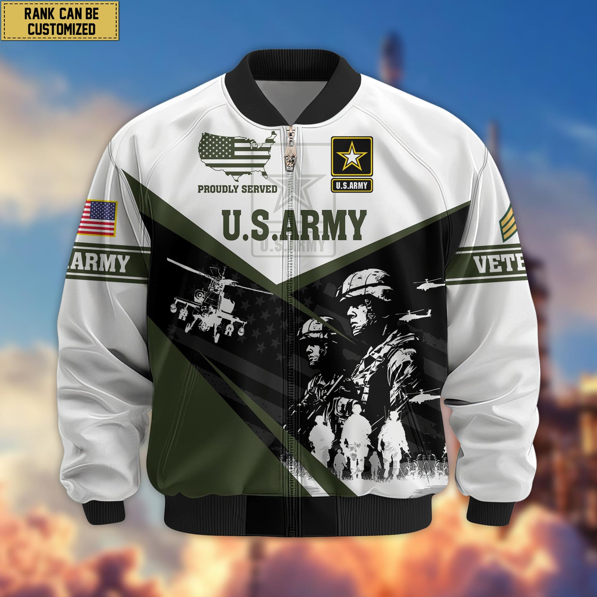 Premium Custom US Army Veteran Bomber Jacket VPVC802001, Gifts For US Army Veteran