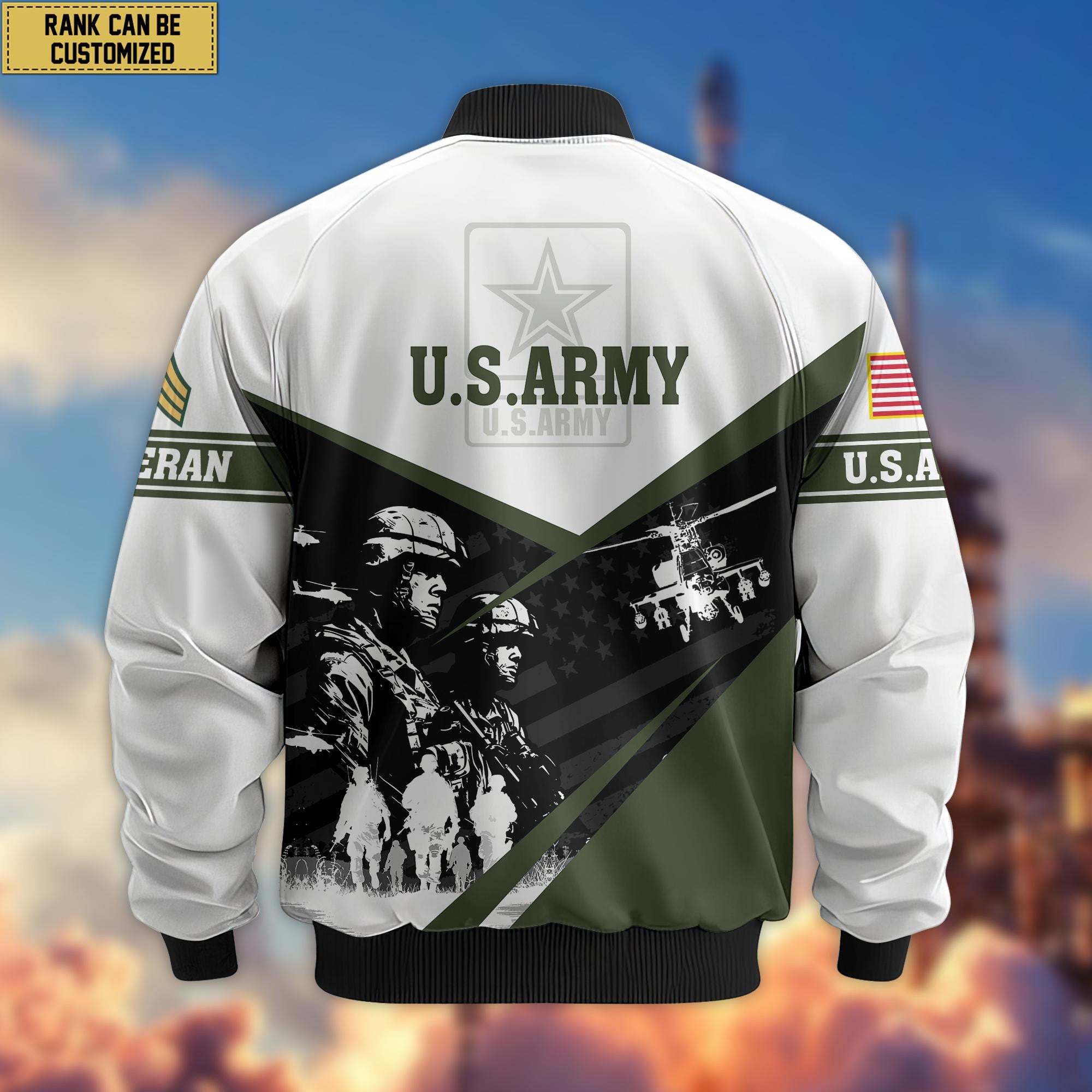Premium Custom US Army Veteran Bomber Jacket VPVC802001, Gifts For US Army Veteran
