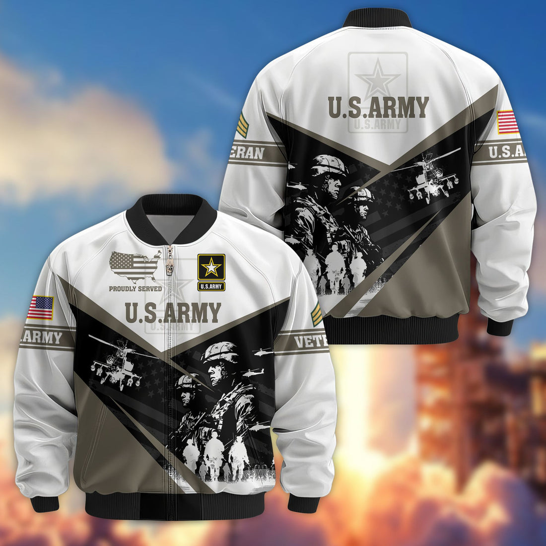 Premium Custom US Army Veteran Bomber Jacket VPVC802010, Gifts For US Army Veteran