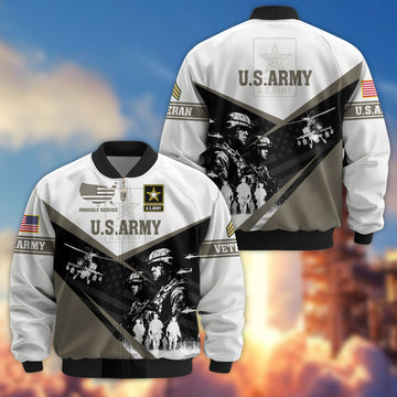 Premium Custom US Army Veteran Bomber Jacket VPVC802010, Gifts For US Army Veteran