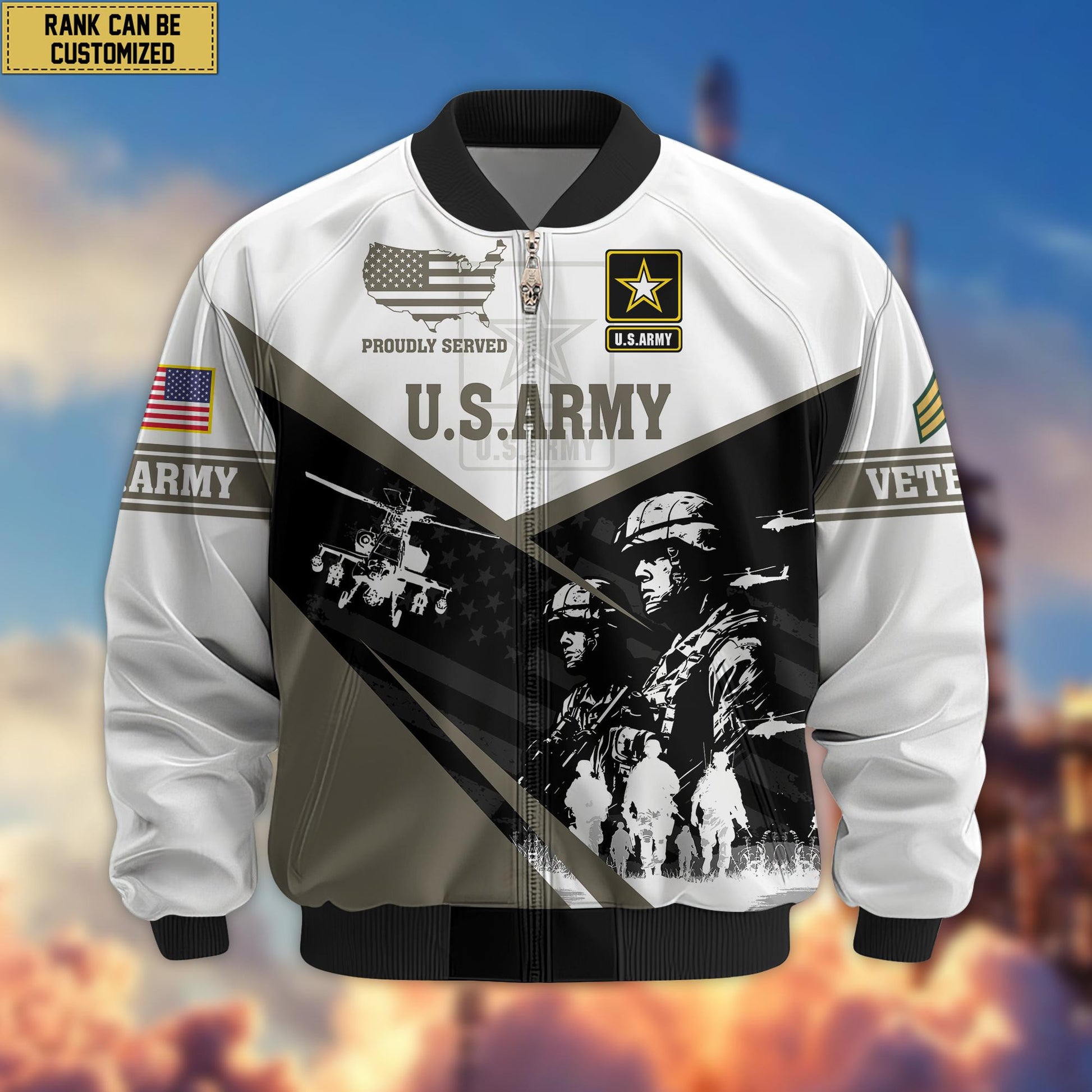 Premium Custom US Army Veteran Bomber Jacket VPVC802010, Gifts For US Army Veteran
