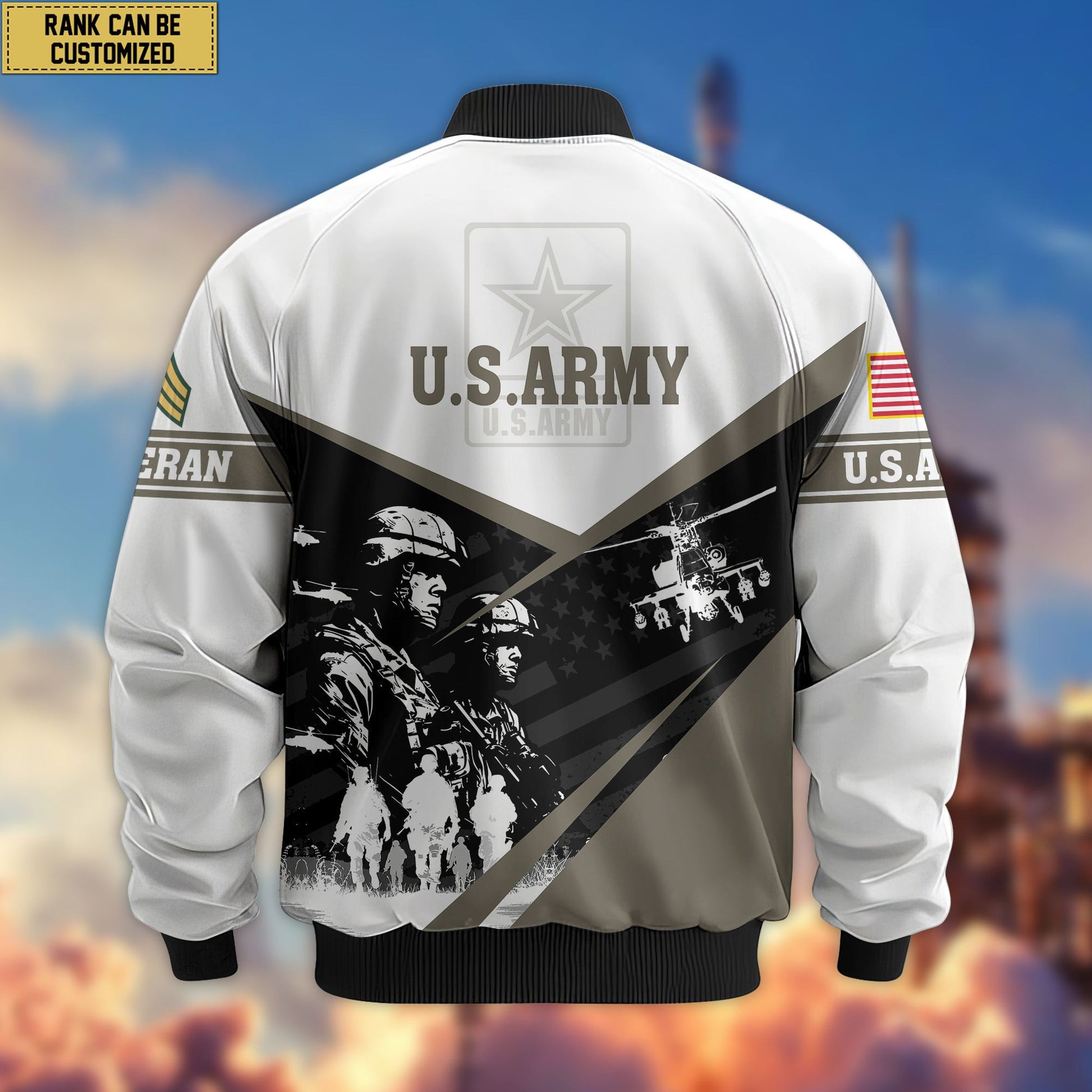 Premium Custom US Army Veteran Bomber Jacket VPVC802010, Gifts For US Army Veteran