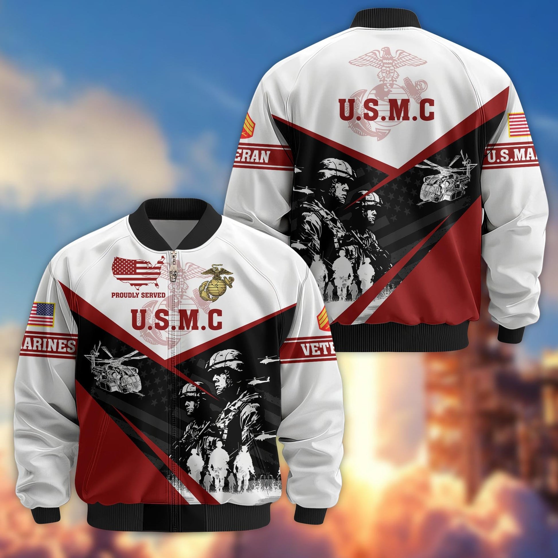 Premium Custom USMC Veteran Bomber Jacket VPVC802003, Gifts For US Marines Veteran