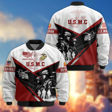 Premium Custom USMC Veteran Bomber Jacket VPVC802003, Gifts For US Marines Veteran