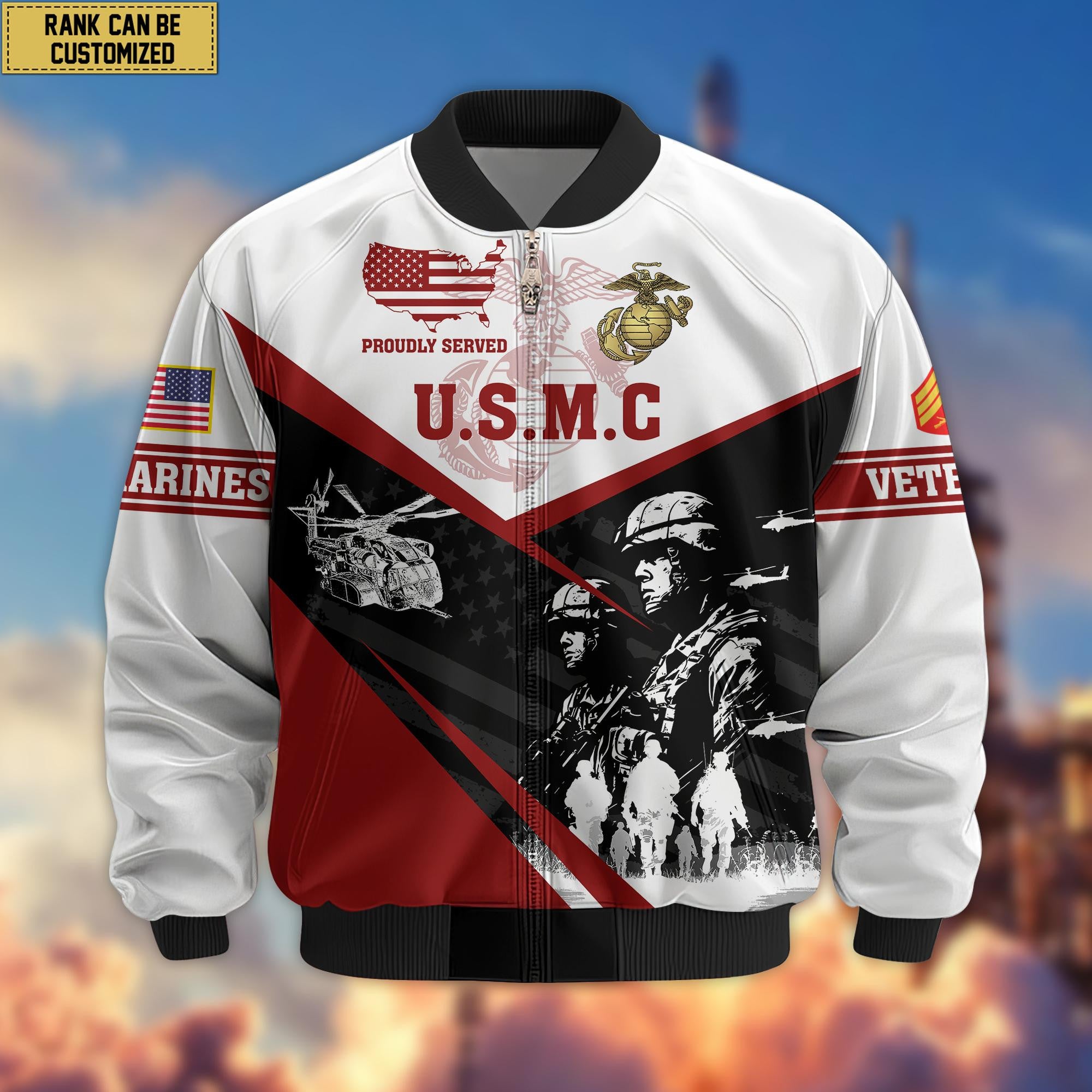 Premium Custom USMC Veteran Bomber Jacket VPVC802003, Gifts For US Marines Veteran