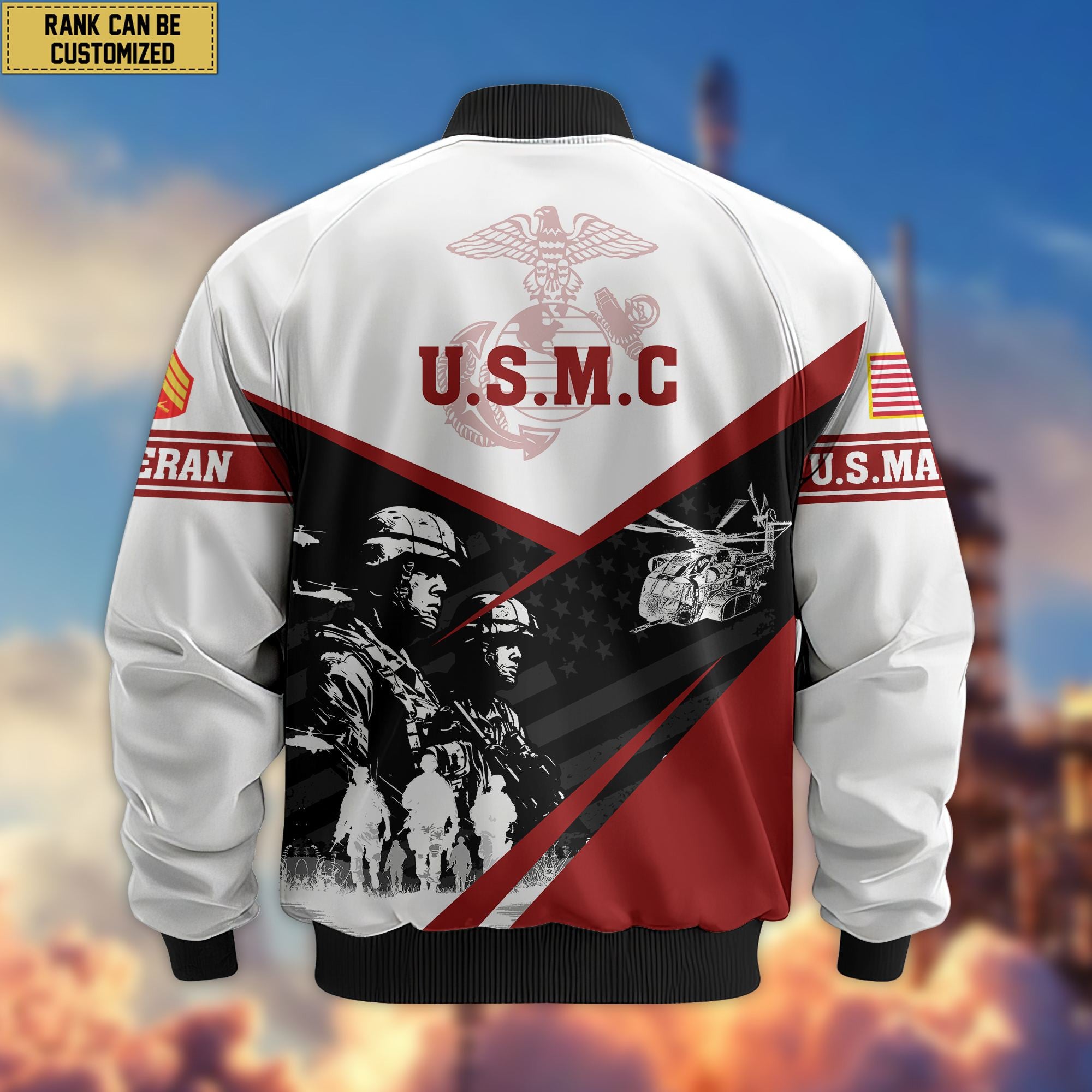 Premium Custom USMC Veteran Bomber Jacket VPVC802003, Gifts For US Marines Veteran