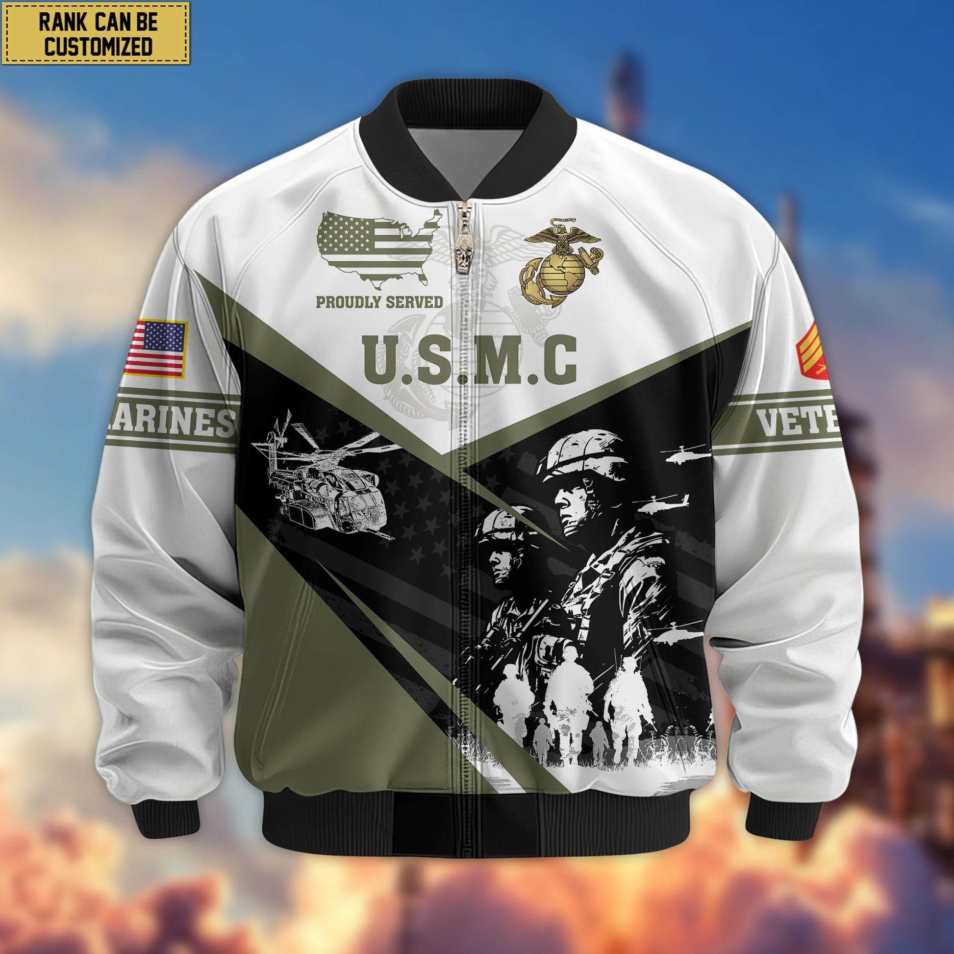 Premium Custom USMC Veteran Bomber Jacket VPVC802011, Gifts For US Marines Veteran