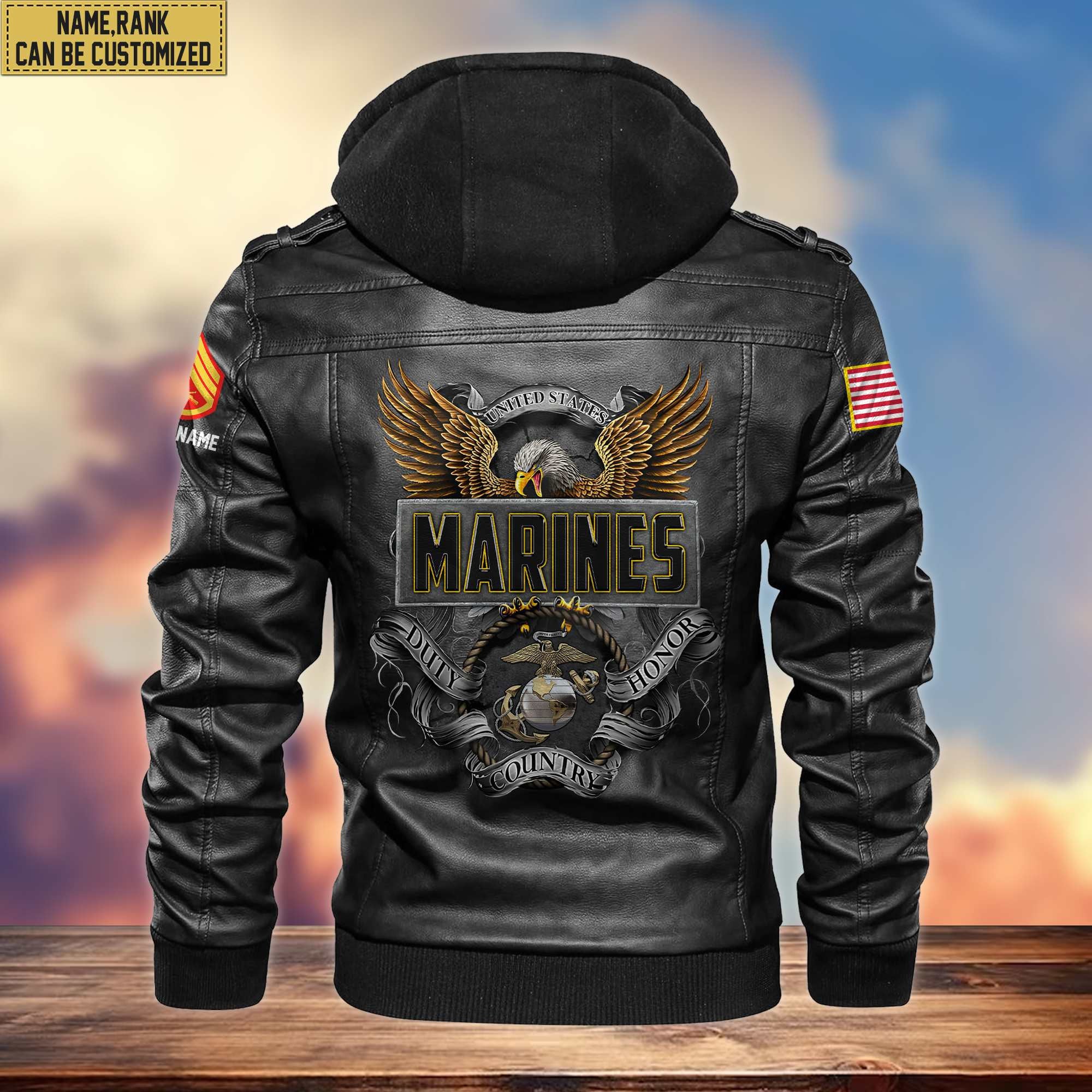 Premium USMC Leather Jacket VPVC701203, Custom Name, Rank, Gifts For Marine Veteran