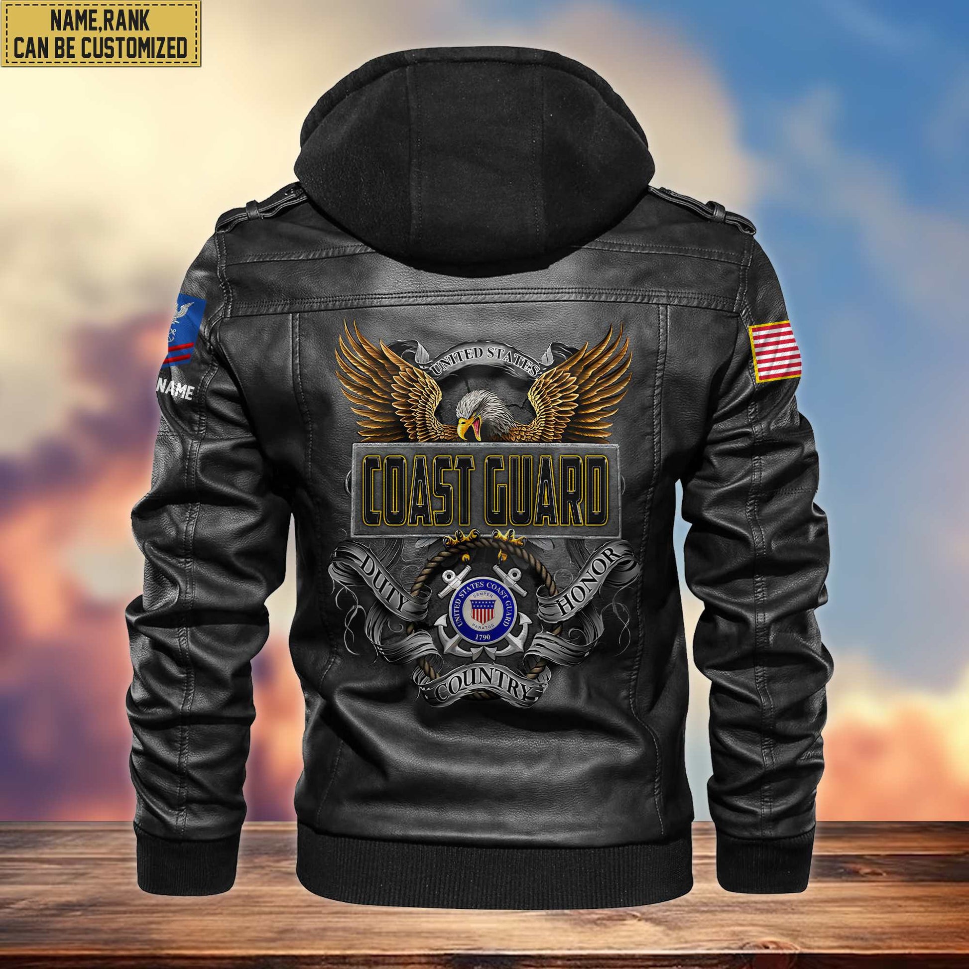 Premium USCG Leather Jacket VPVC701205, Custom Name, Rank, Gifts For Coast Guard Veteran