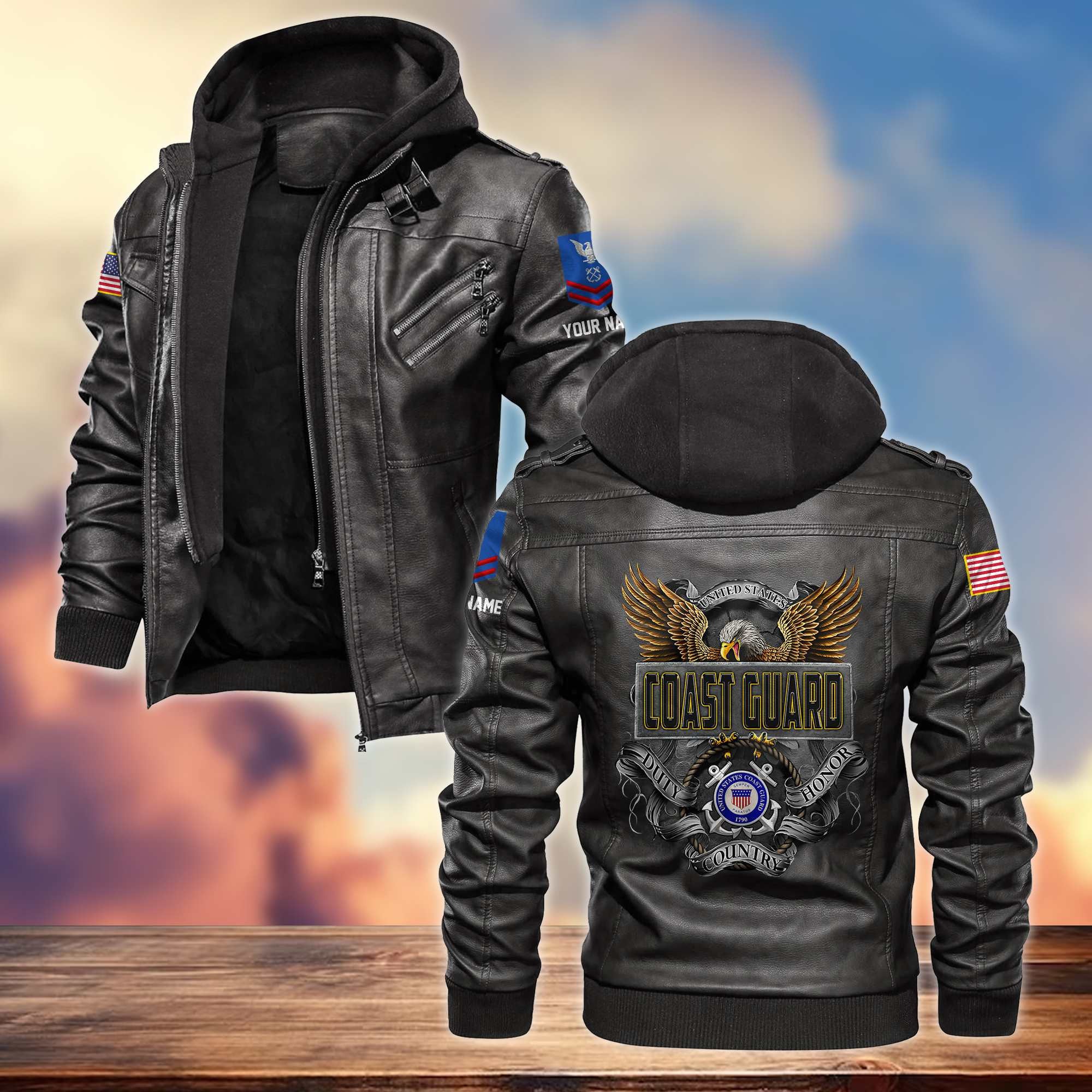 Premium USCG Leather Jacket VPVC701205, Custom Name, Rank, Gifts For Coast Guard Veteran
