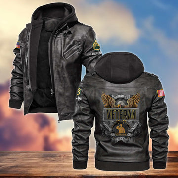 Premium US Veterans Leather Jacket VPVC701207, Custom Name, Rank, Gifts For US Veterans
