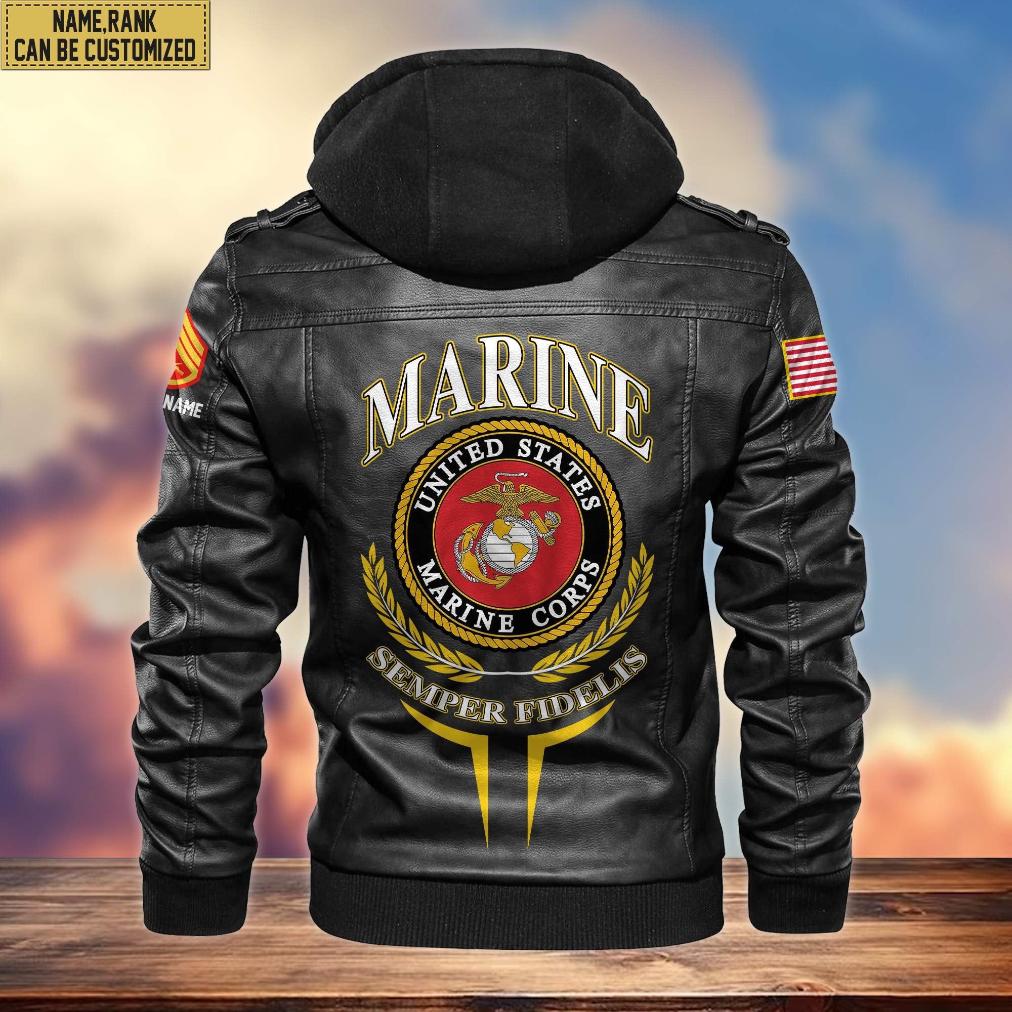Premium USMC Leather Jacket VPVC701303, Custom Name, Rank, Gifts For Marine Veteran
