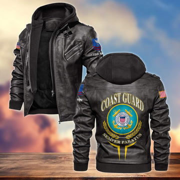 Premium USCG Leather Jacket VPVC701305, Custom Name, Rank, Gifts For Coast Guard Veteran