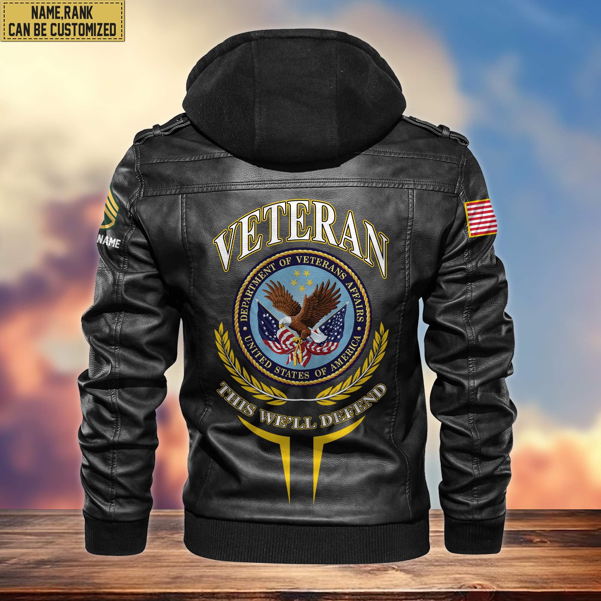 Premium US Veterans Leather Jacket VPVC701307, Custom Name, Rank, Gifts For US Veterans
