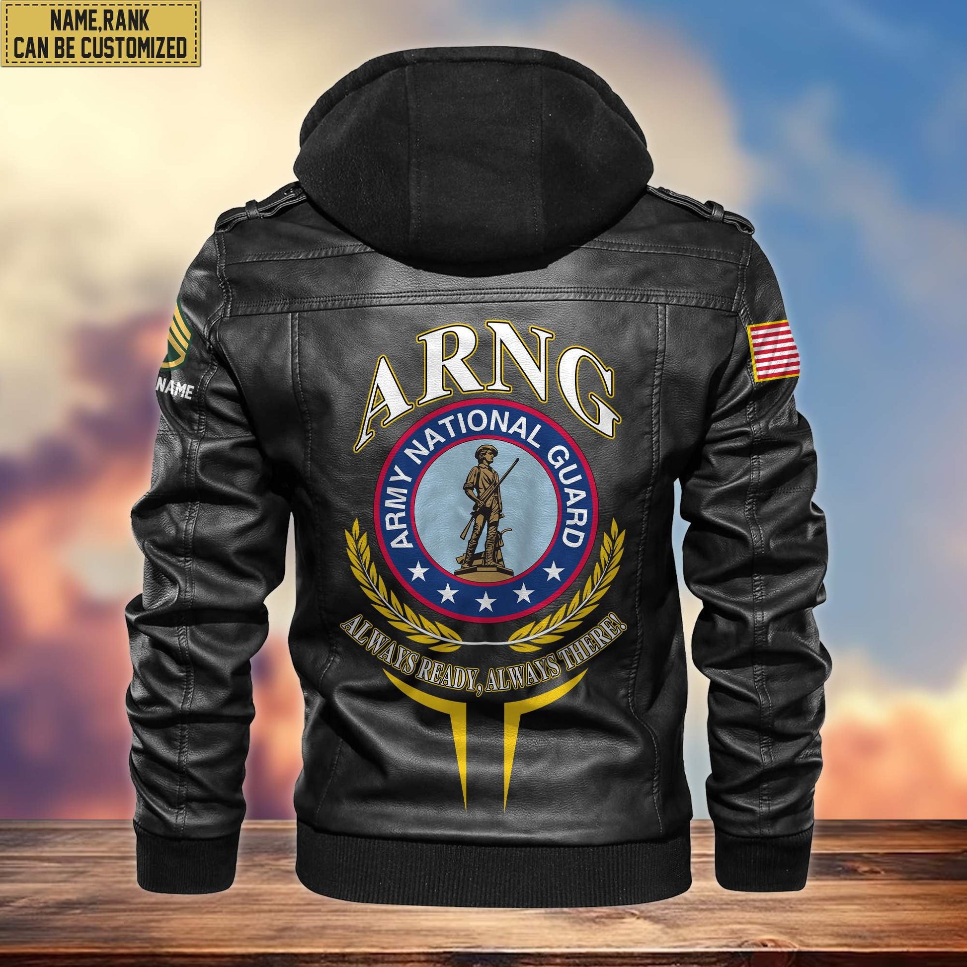 Premium Army National Guard Leather Jacket VPVC701308, Custom Name, Rank, Gifts For Army National Guard Veterans