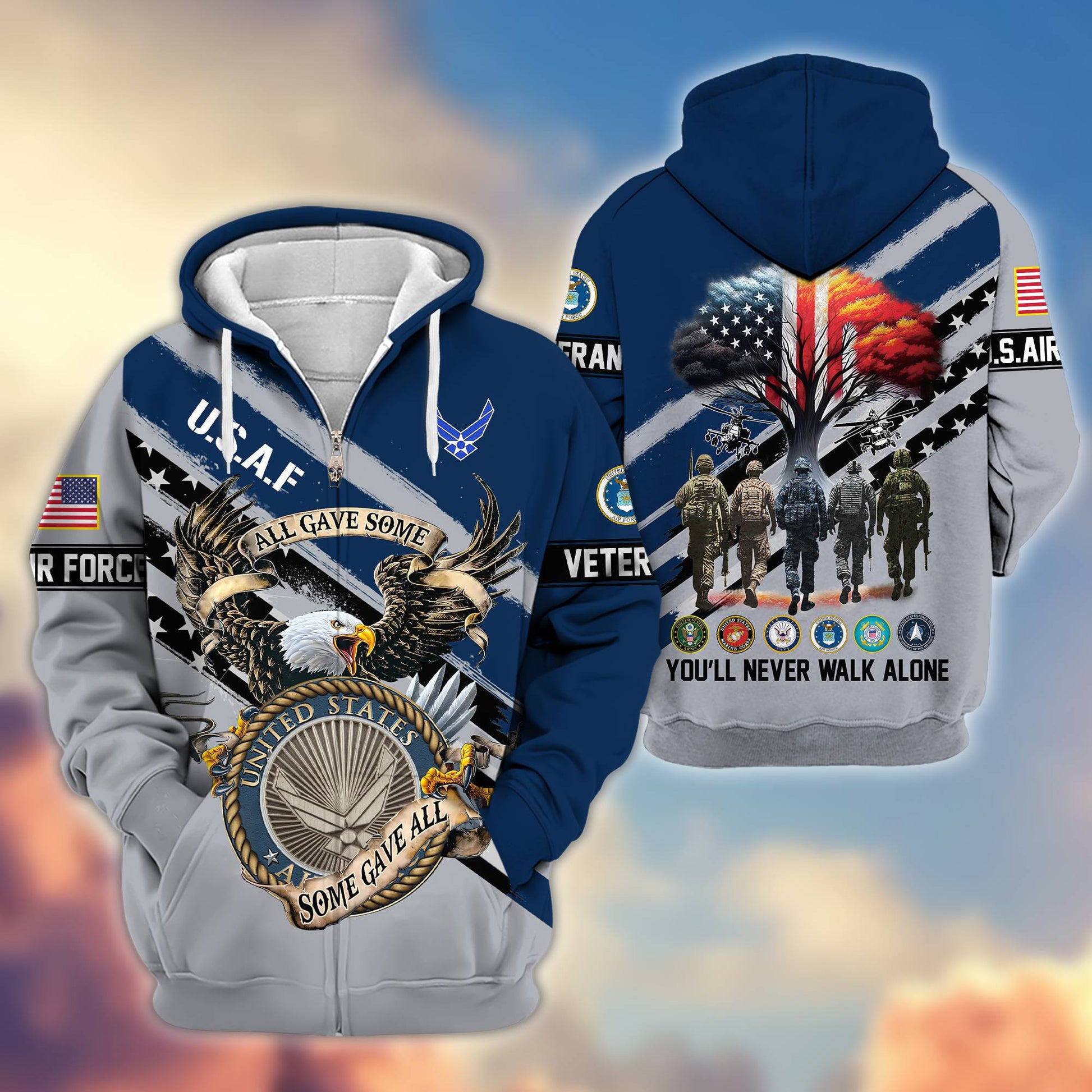 Premium All Gave Some Some Gave All US Veterans Zip Hoodie BPVC181001, Gifts For US Veterans, Gifts For Veterans Day