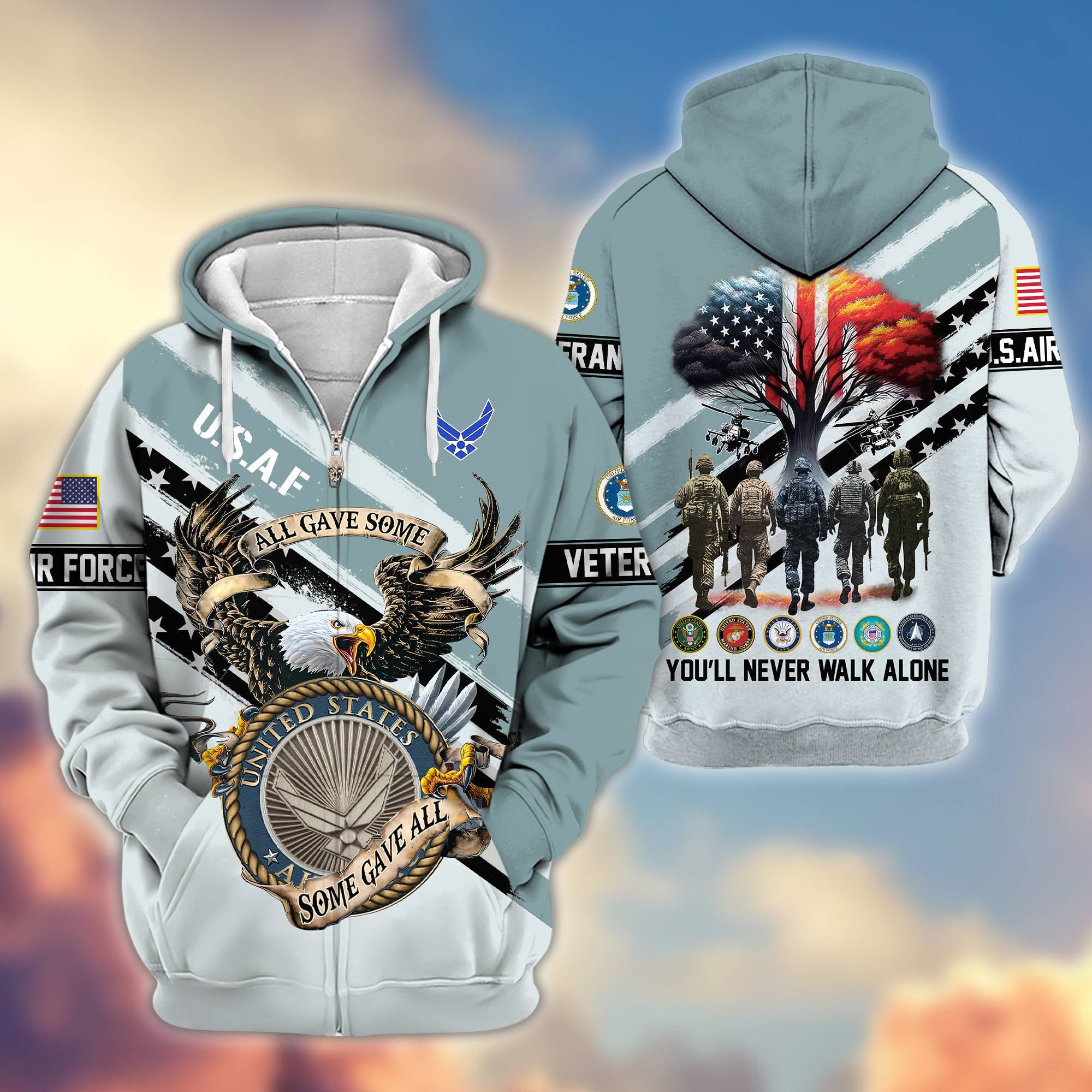 Premium All Gave Some Some Gave All US Veterans Zip Hoodie BPVC181001, Gifts For US Veterans, Gifts For Veterans Day