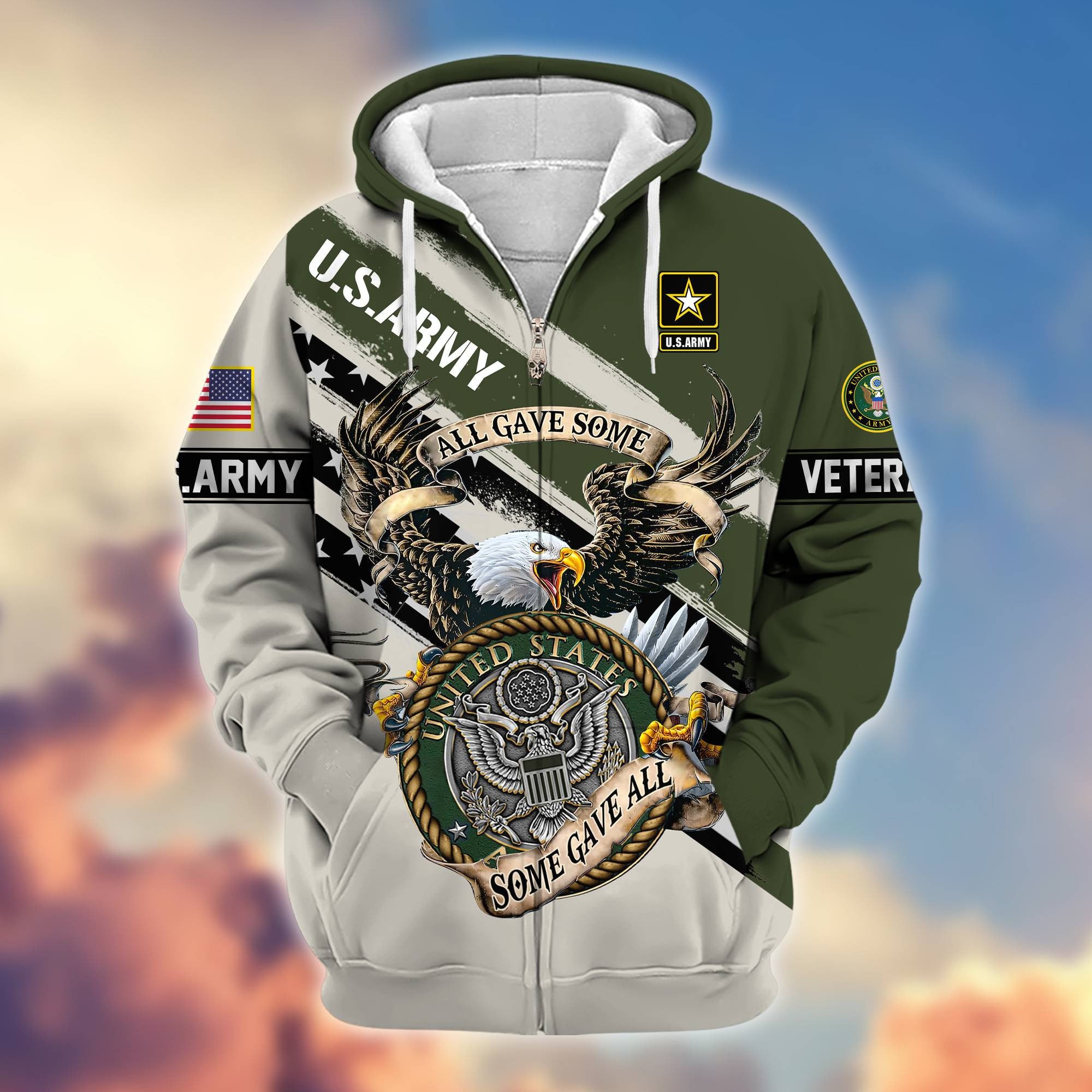 Premium All Gave Some Some Gave All US Veterans Zip Hoodie BPVC181001, Gifts For US Veterans, Gifts For Veterans Day