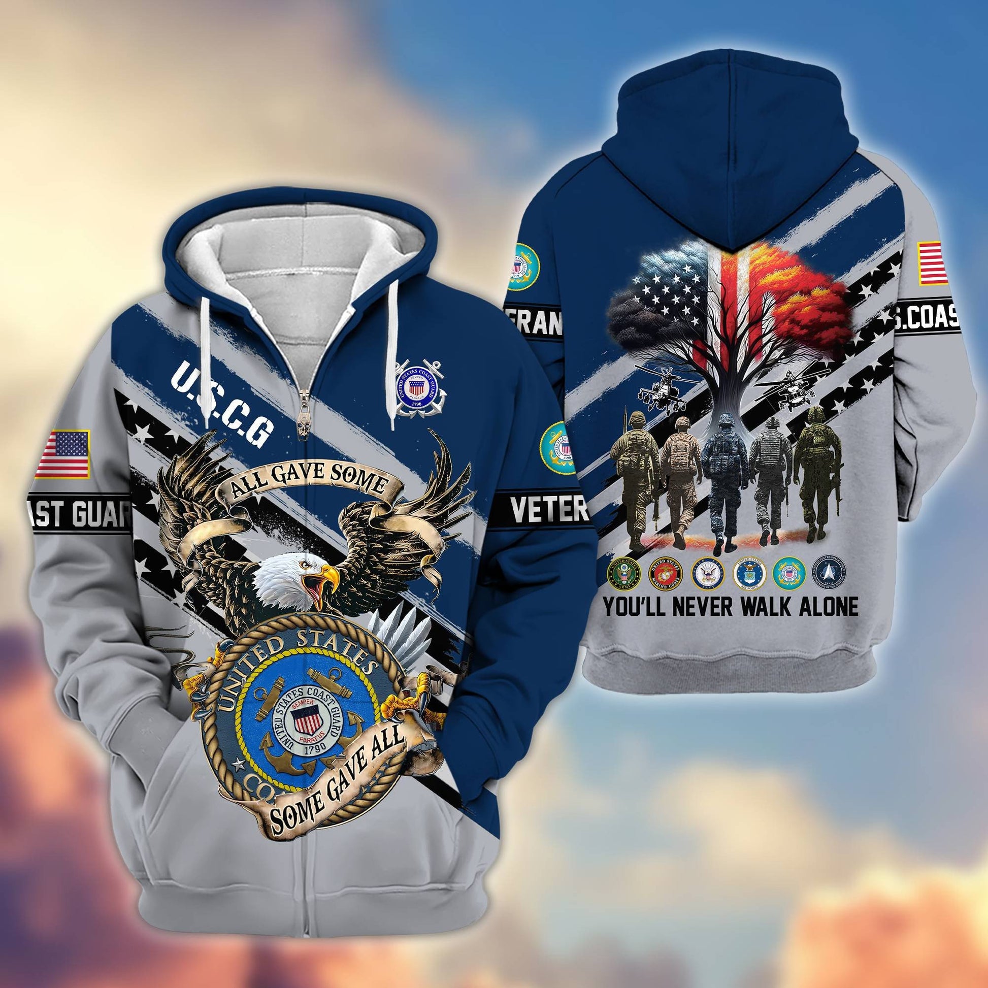 Premium All Gave Some Some Gave All US Veterans Zip Hoodie BPVC181001, Gifts For US Veterans, Gifts For Veterans Day